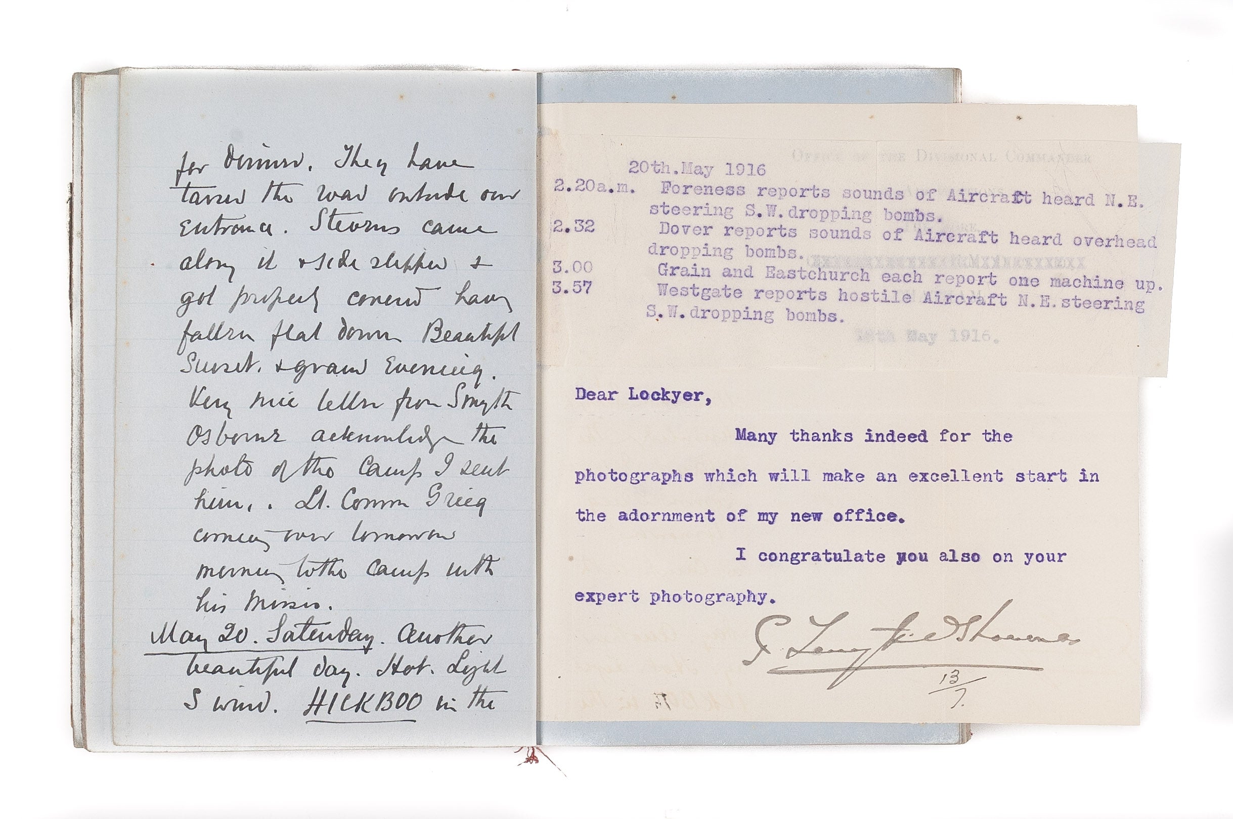 Manuscript diaries, July 1915 - March 1919. R.N.V.R. & R.A.F.