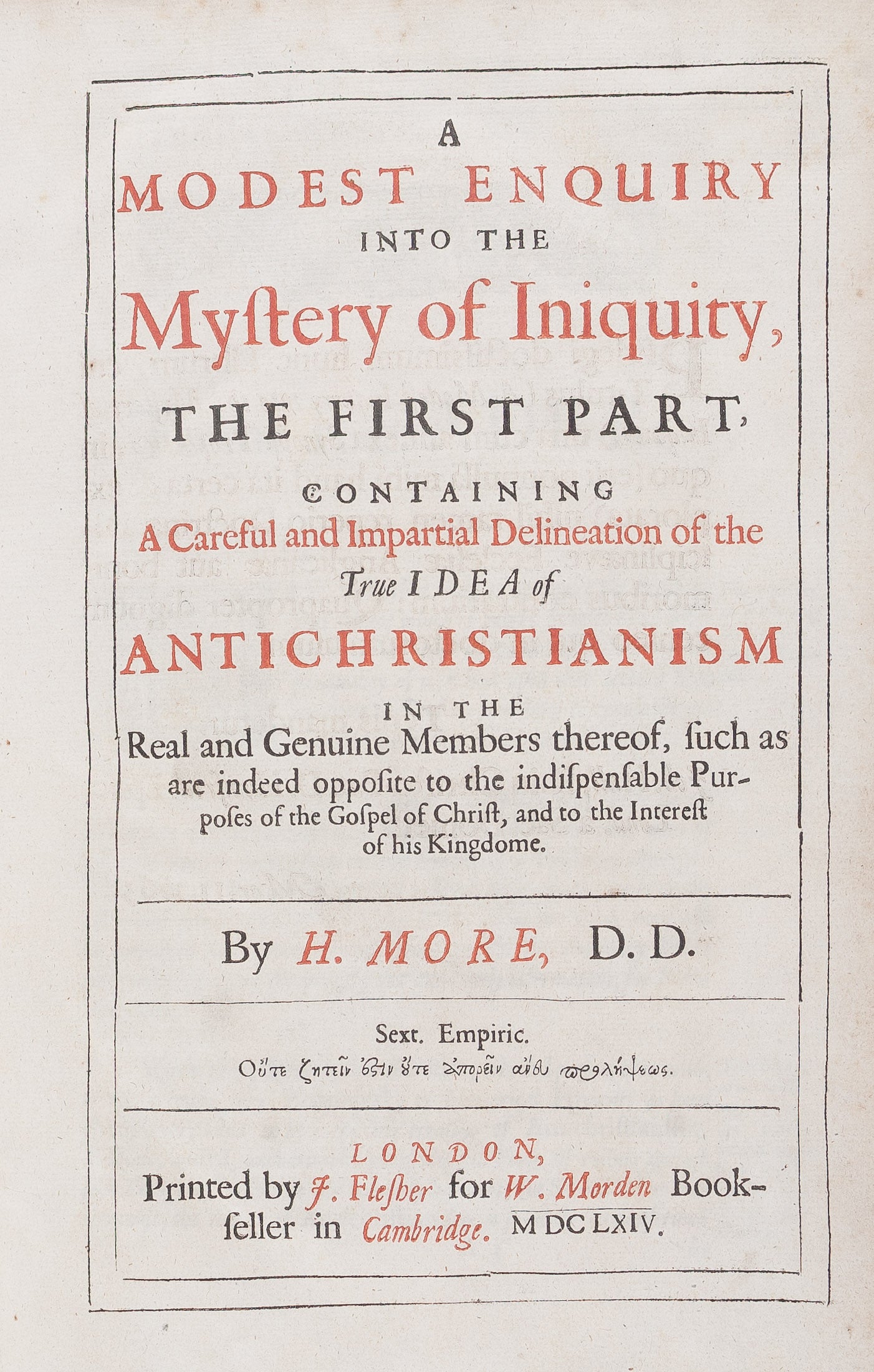 A Modest Enquiry into the Mystery of Iniquity,