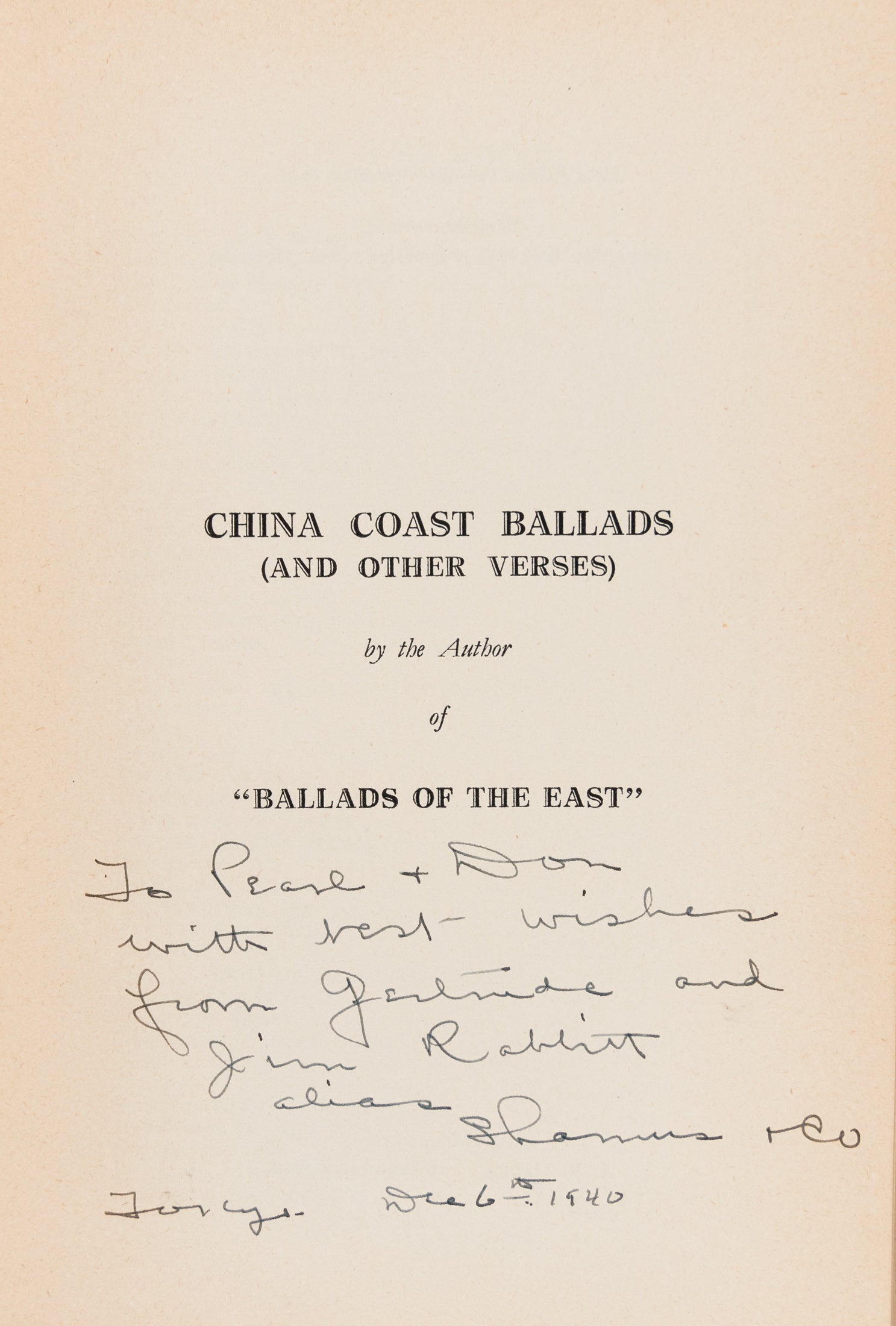 China Coast Ballads. Illustrations by Sapajou.