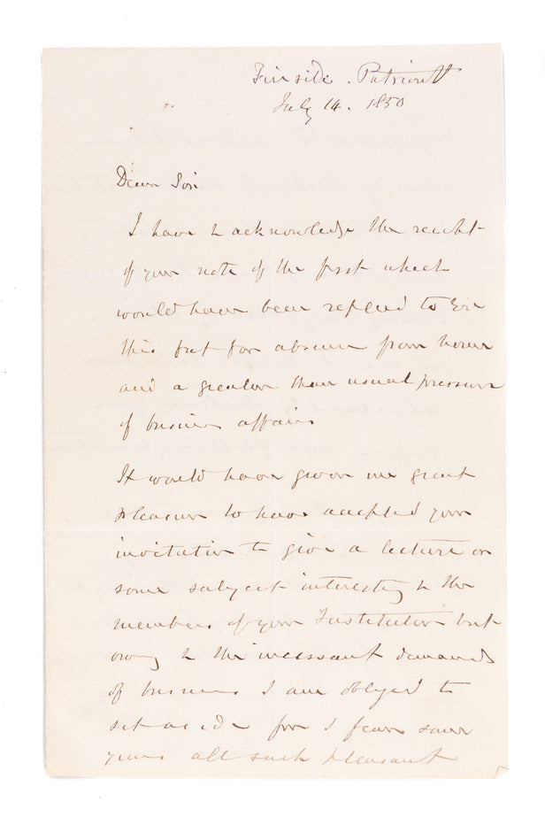 Autograph Letter Signed ('James Nasmyth') to John Whitehead Esq.,