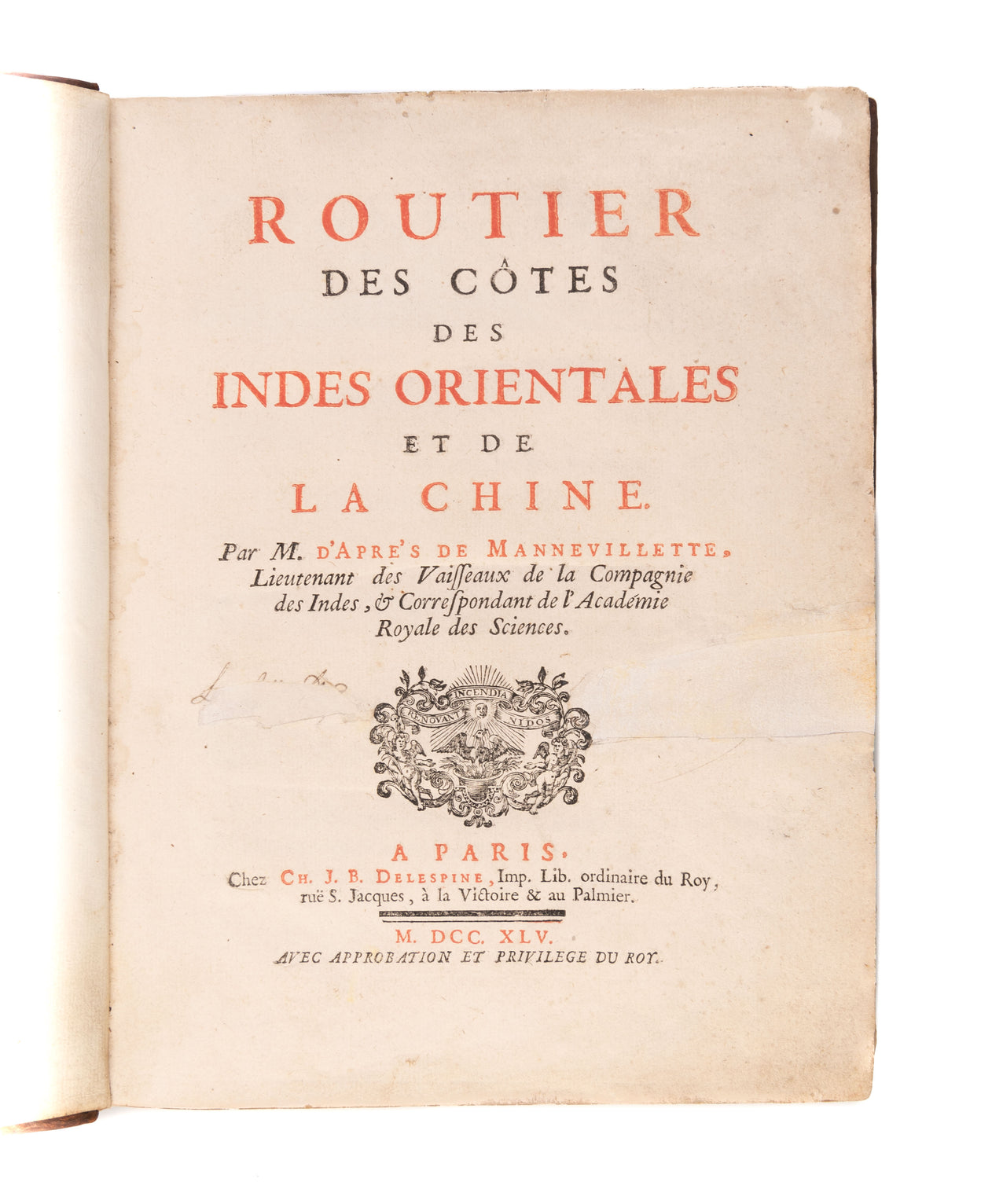 Routier des cotes des Indes Orientales et de la Chine.