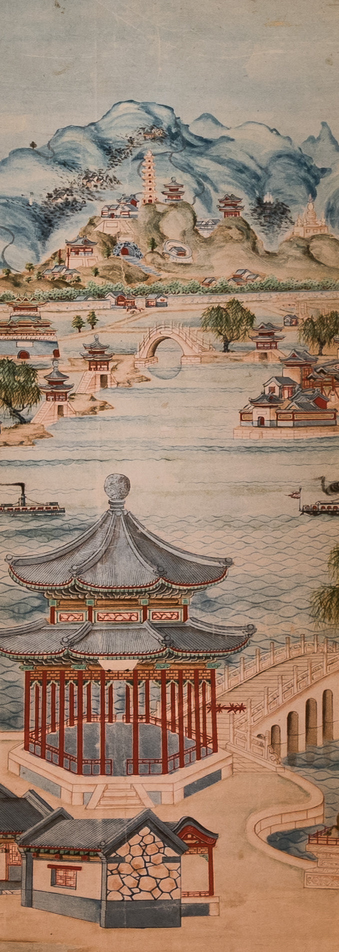 Six-fold Screen with view of the Yihe-yuan Imperial Summer Palace.