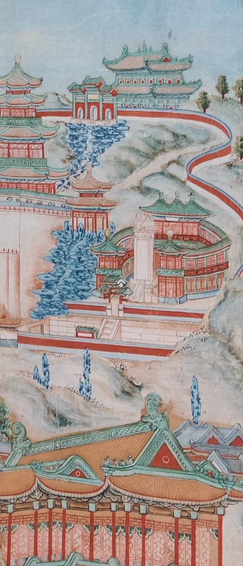 Six-fold Screen with view of the Yihe-yuan Imperial Summer Palace.