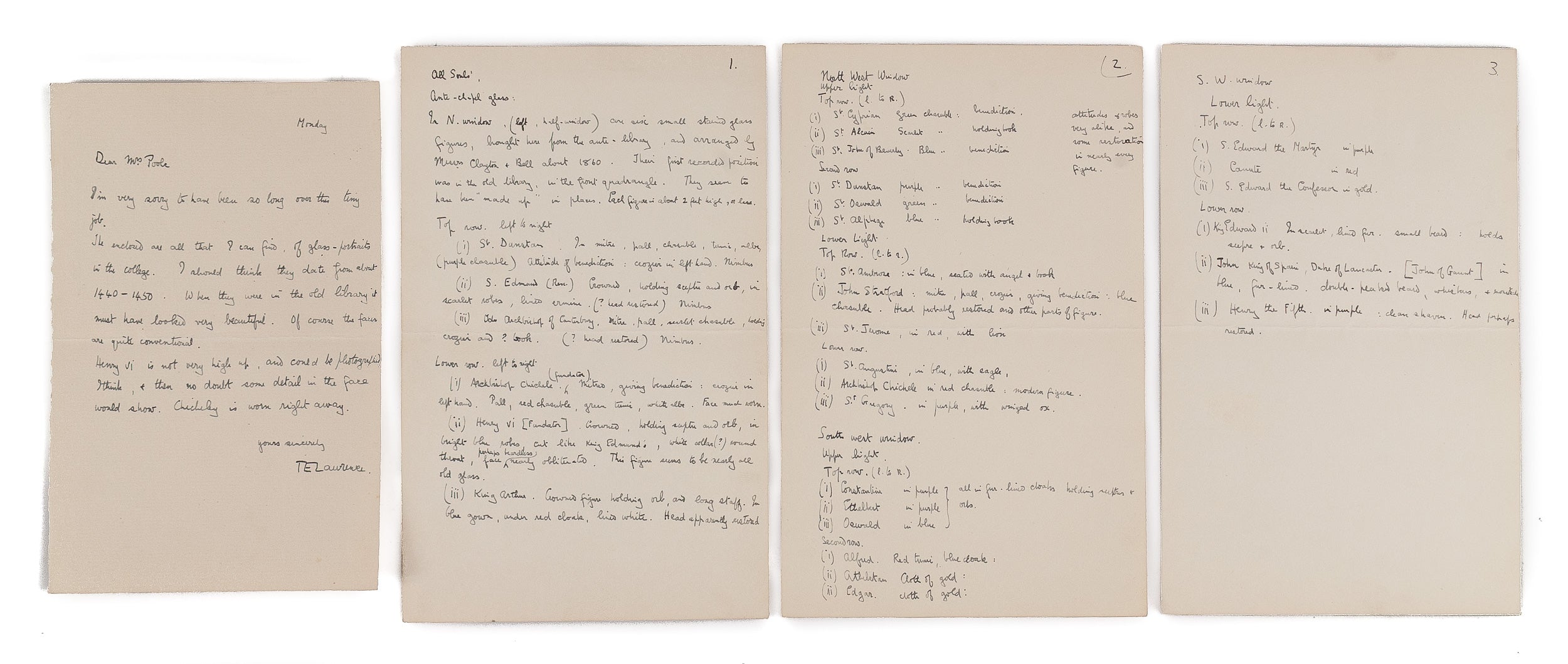 Autograph Letter Signed (T.E. Lawrence), to Mrs Lane Poole.