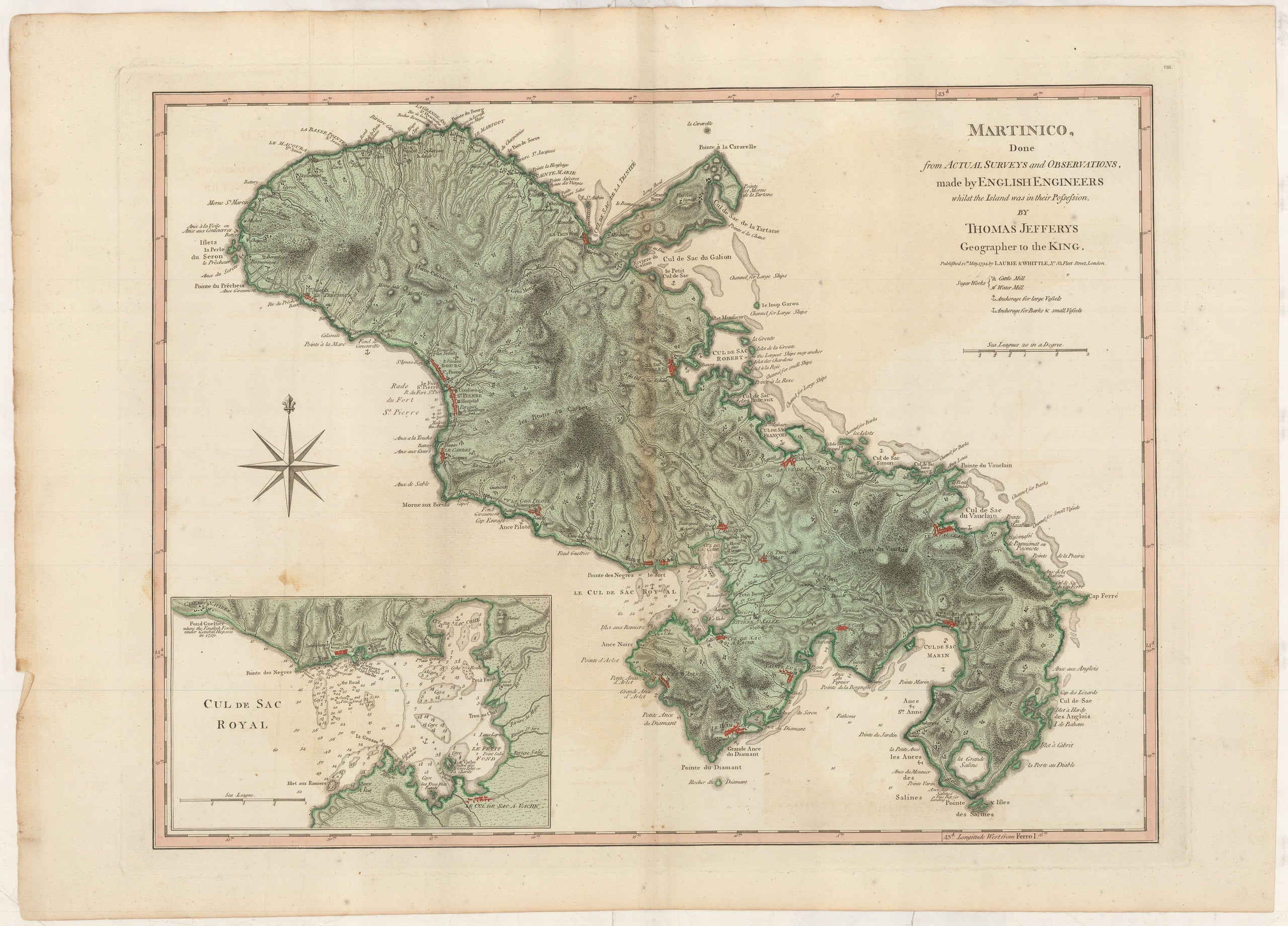 Martinico from Actual Surveys and Observations made by English Engineers whilst the Island was in their Possession, ...