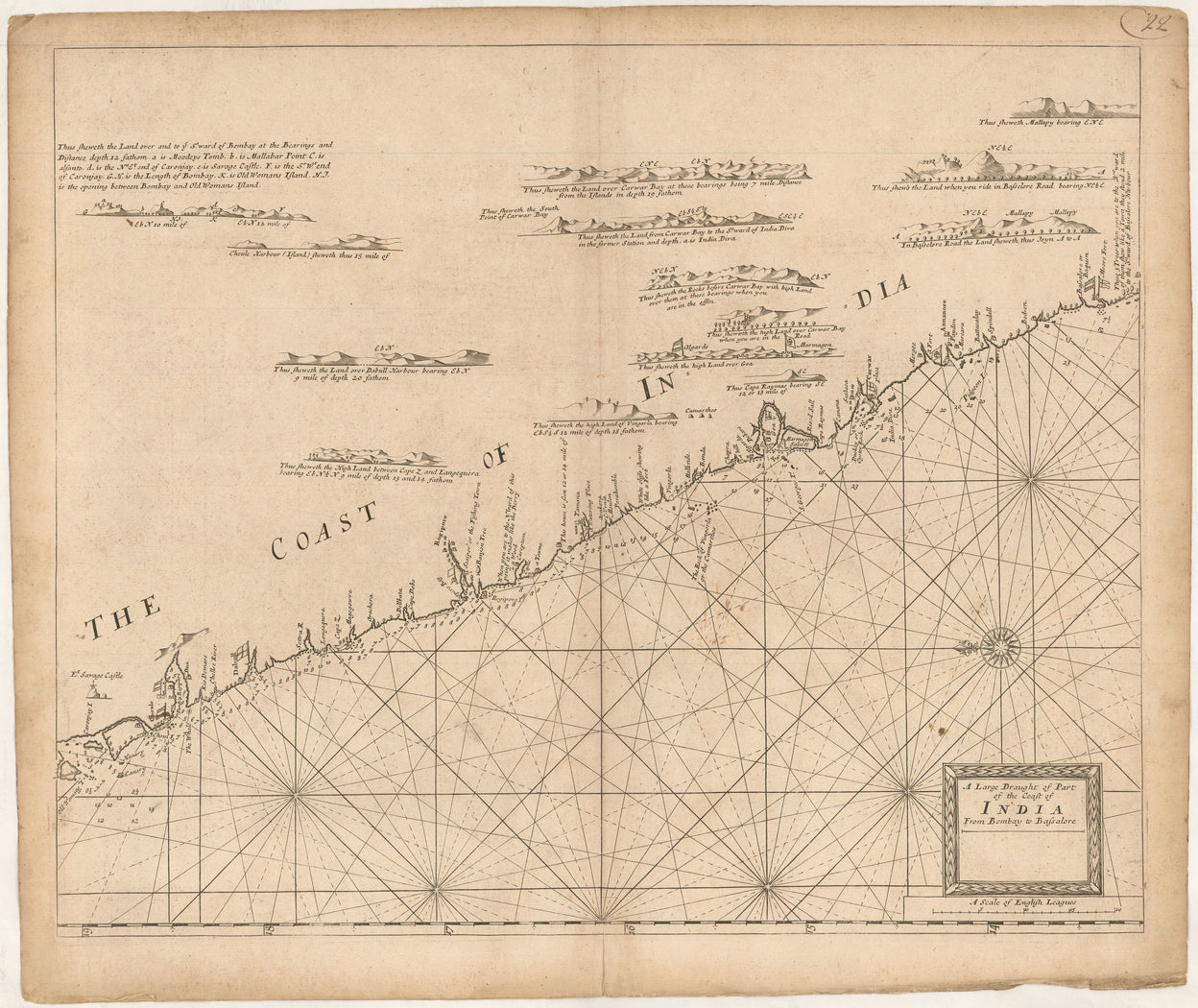 A Large Chart of Part of the Coast of India from Bombay to Bassalore ...