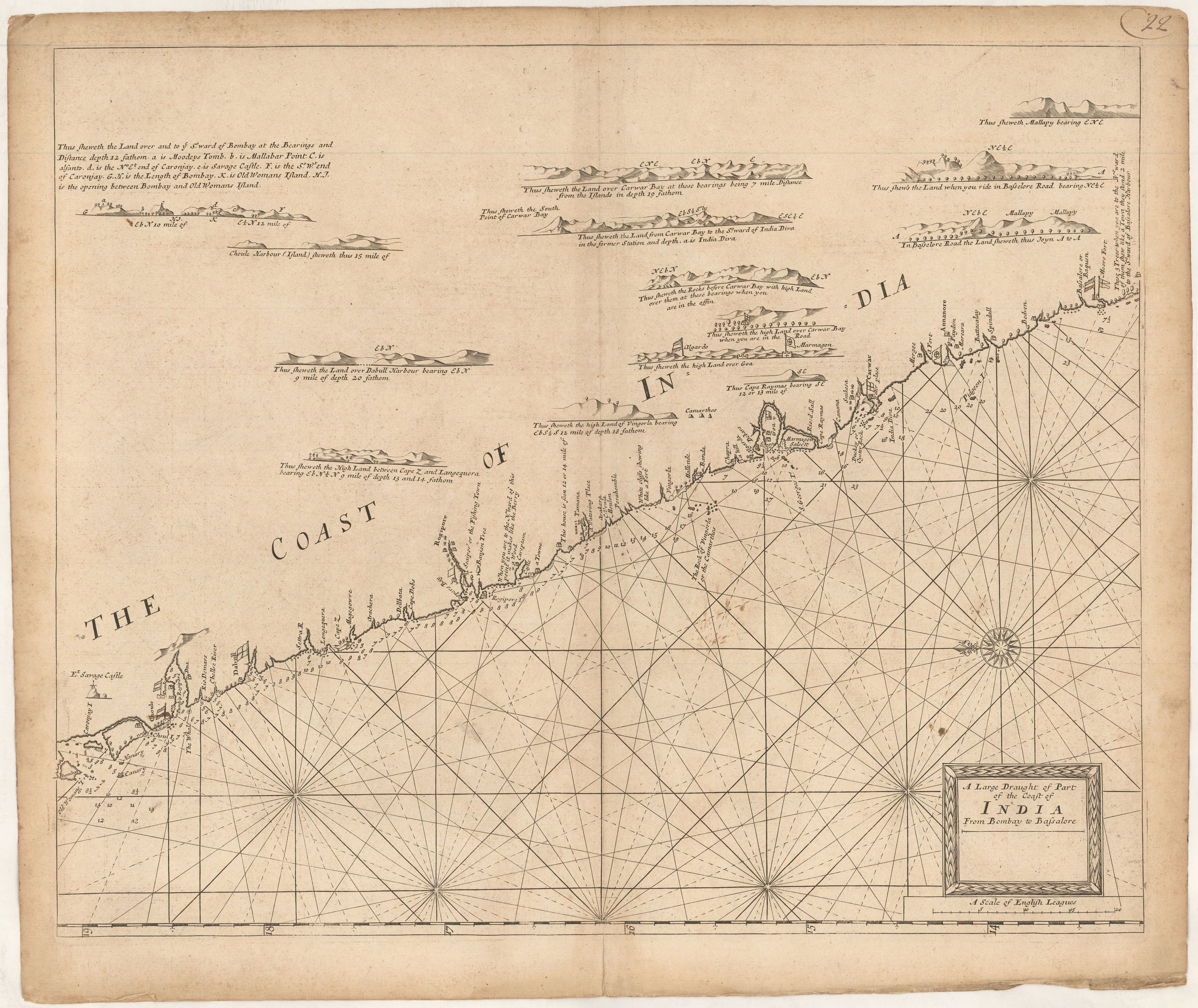 A Large Chart of Part of the Coast of India from Bombay to Bassalore ...