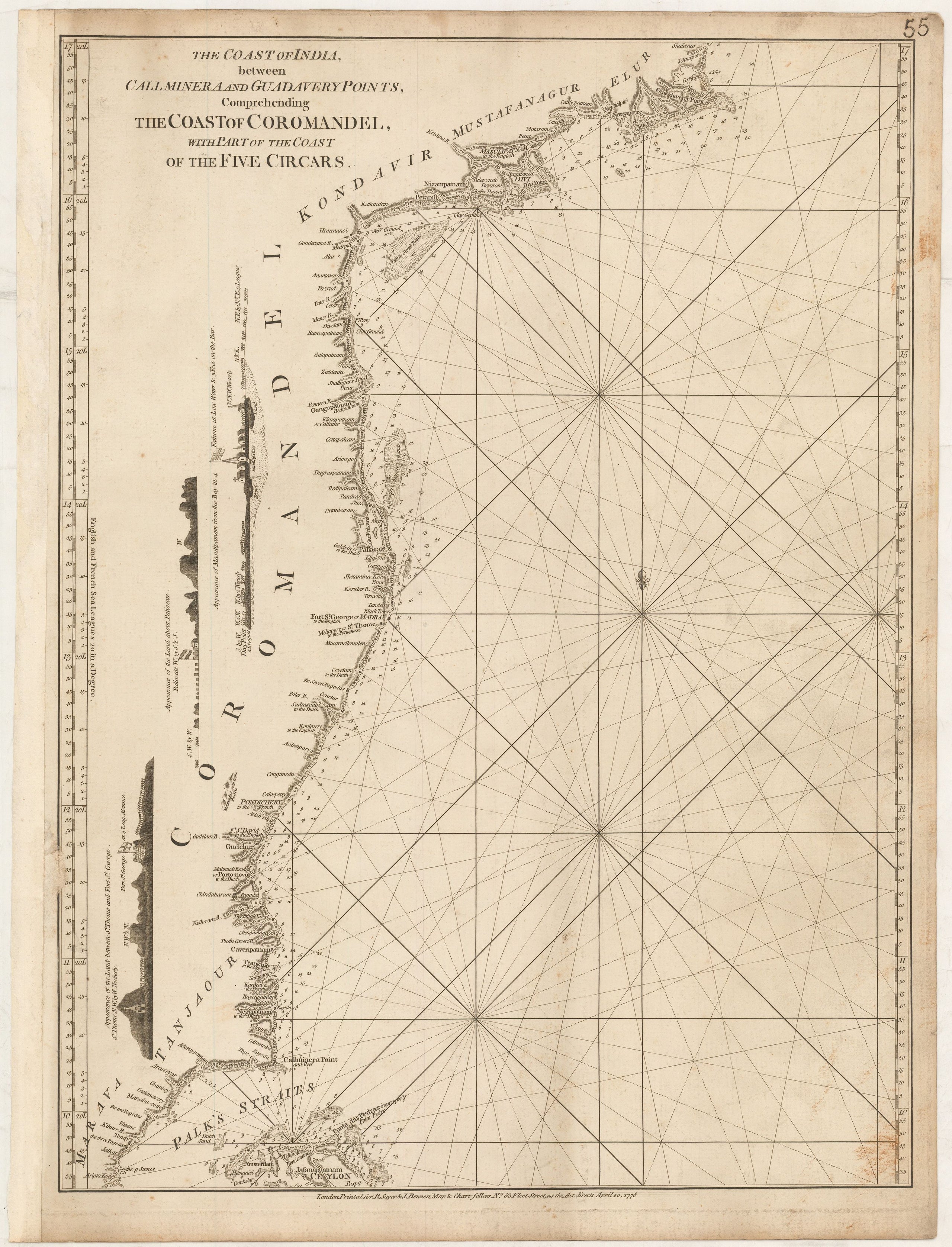 The Coast of India, between Callminera and Guadavery Points, comprehending the Coast of Coromandel, with part of the Coast of the Five Circars.