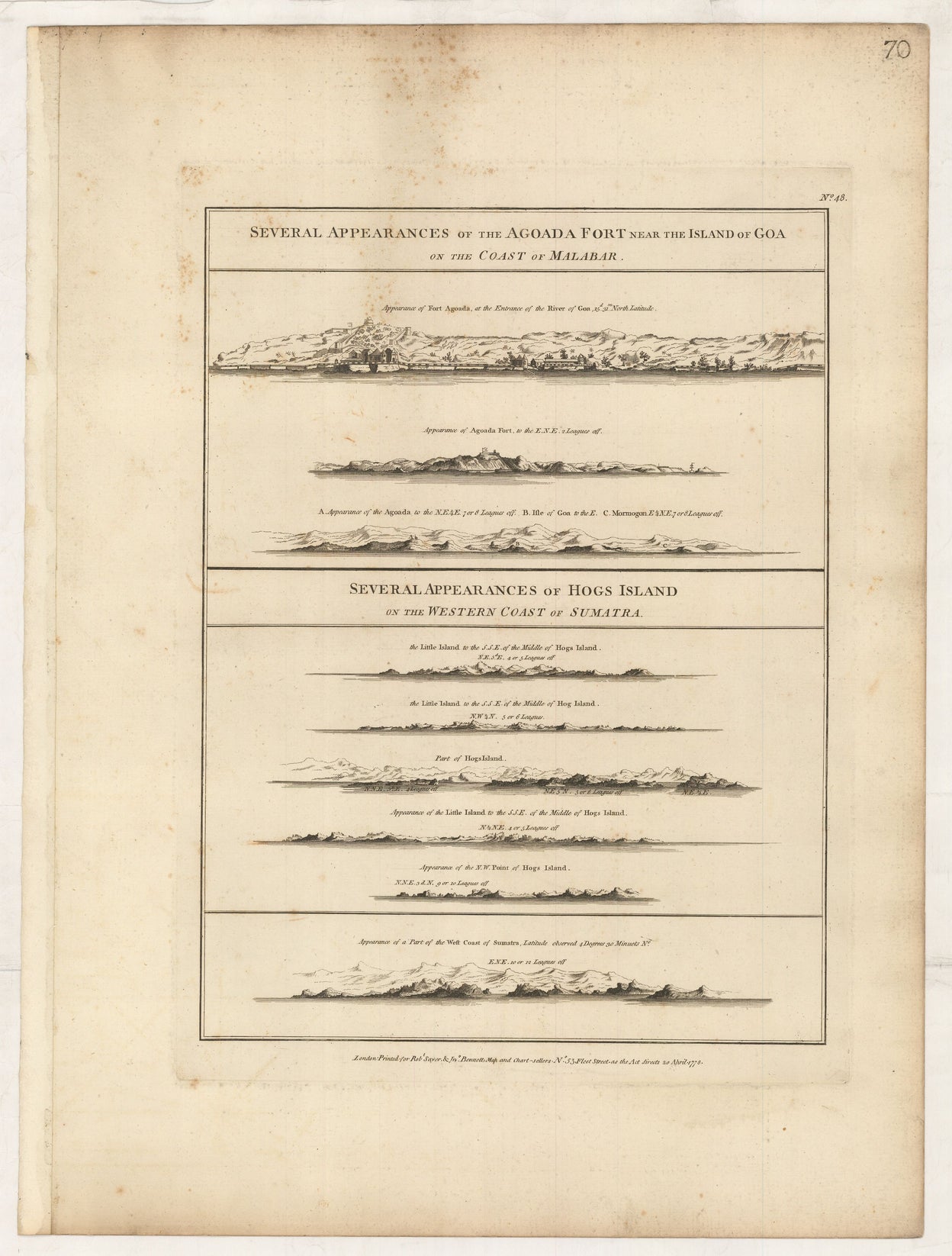 Several Appearances of the Agoada Fort near the Island of Goa on the Coast of Malabar [&] Several Appearances of Hogg Island on the Western Coast of Sumatra.