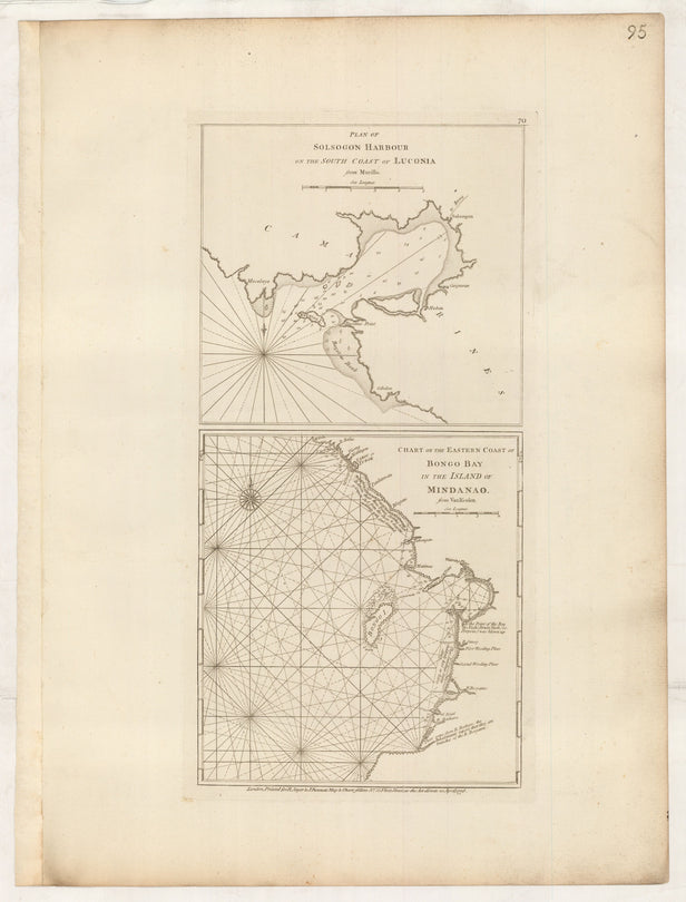 Plan of Solsogon Harbour on the South Coast of Luconia from Murillo. [&] Chart of the Eastern Coast of Bongo Bay in the Island of Mindanao, from van Keulen.