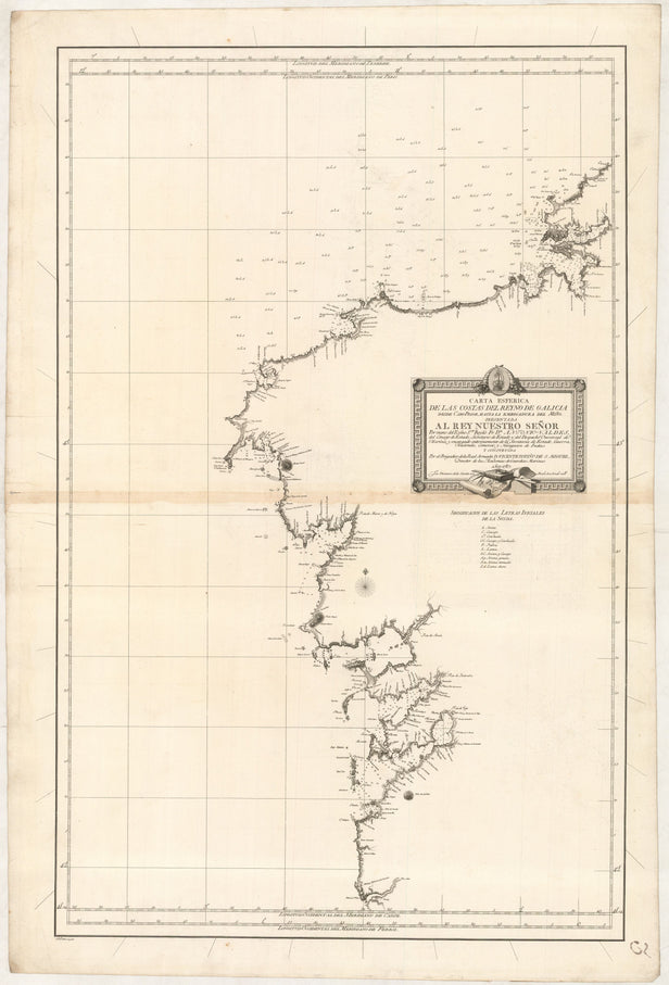 Carta Esferica de las Costas del Reyno de Galicia desde Cabo Prior, hasta la Embocadura del Miño ...
