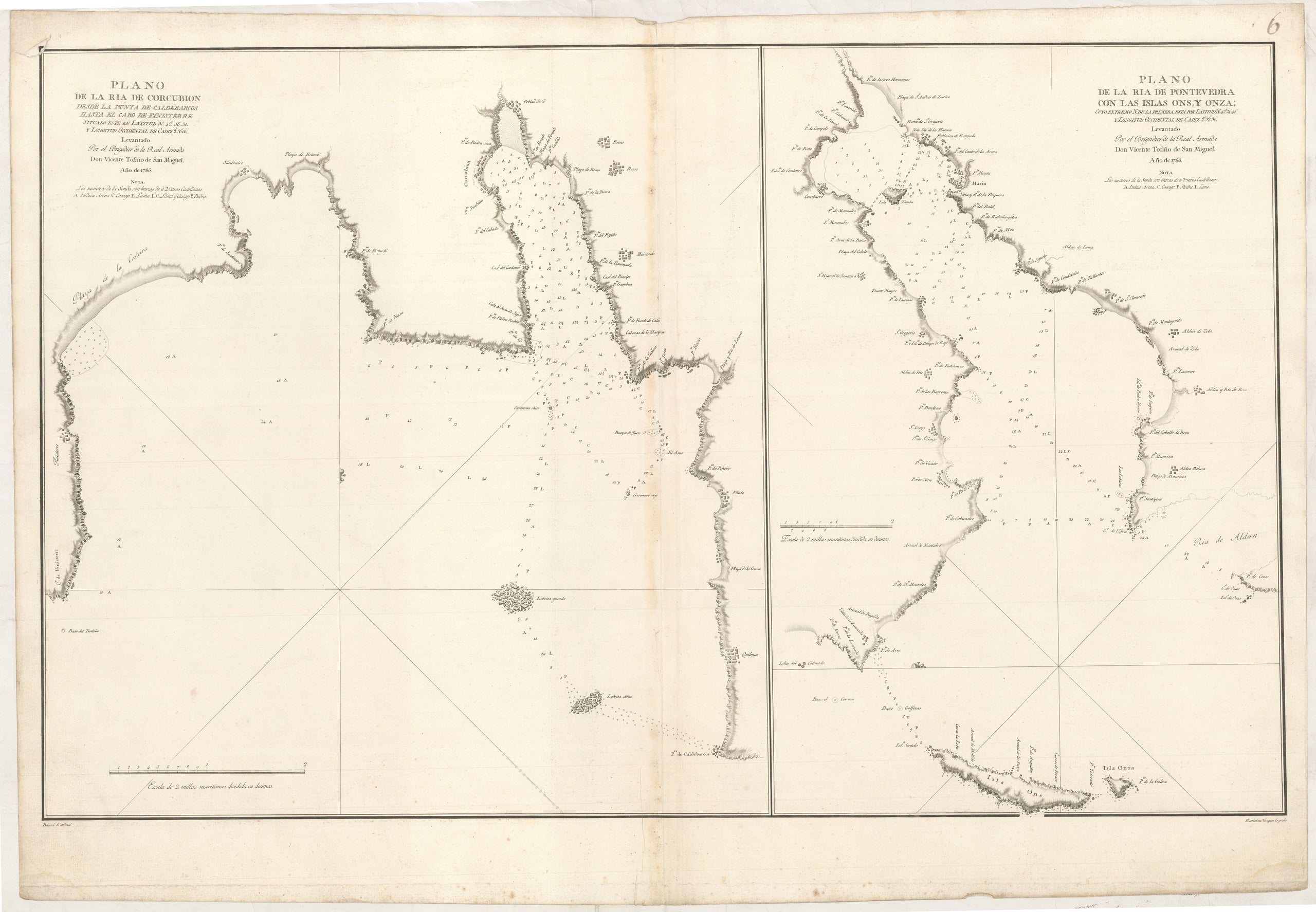 Plano de la Ria de Corcubion ... [&] Plan de la Ria de Pontevedra ...