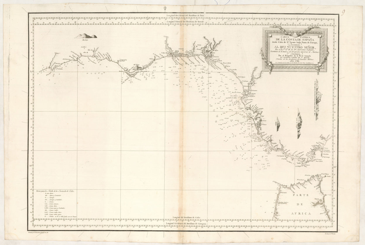 Carta Esferica de la Costa de España desde Cabo de Sn. Vincente hasta Punta de Europa ...