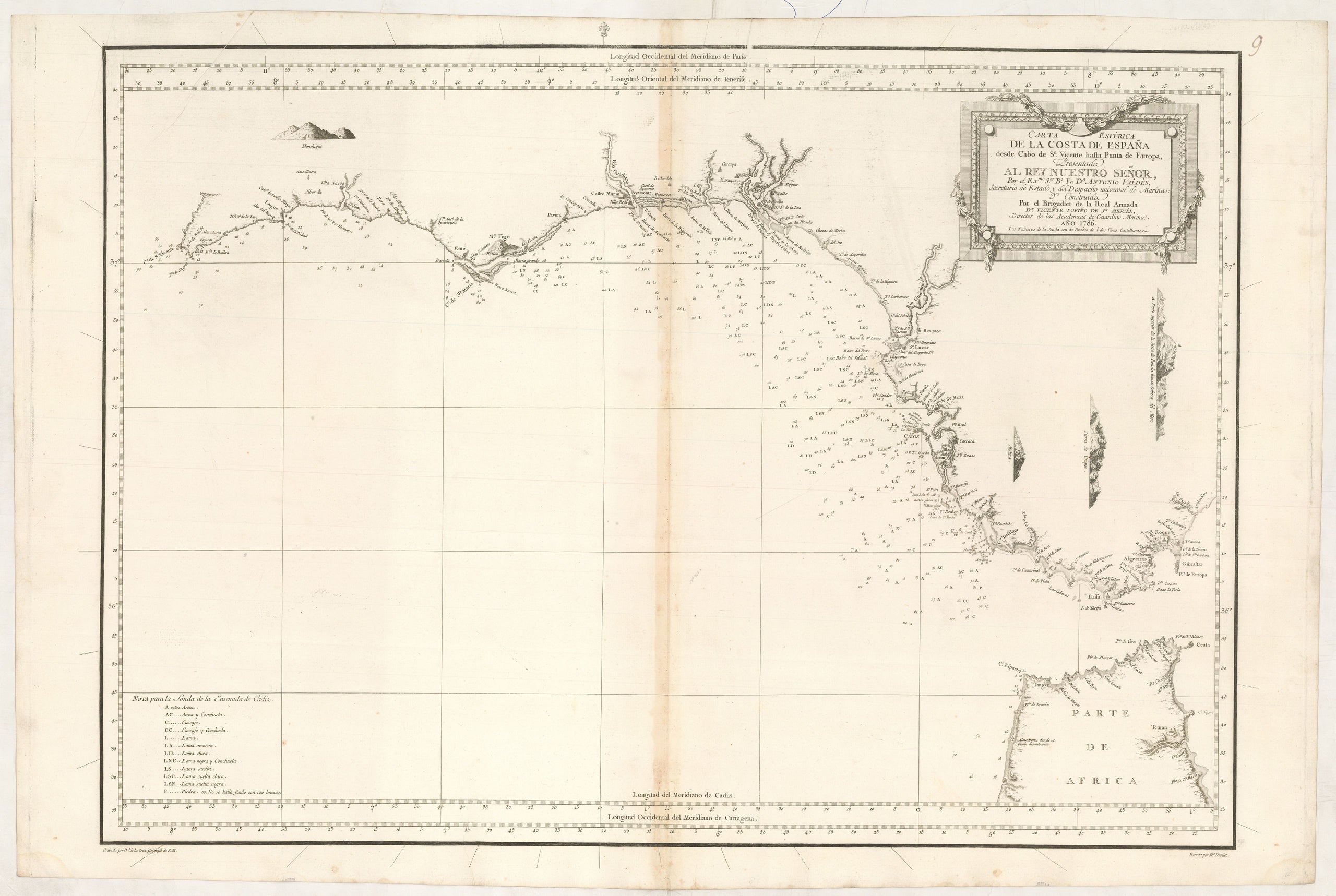 Carta Esferica de la Costa de España desde Cabo de Sn. Vincente hasta Punta de Europa ...