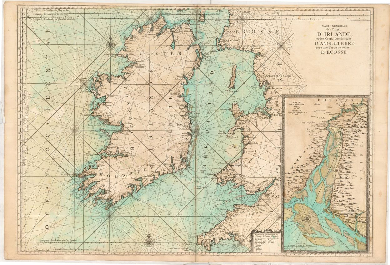 Carte Generale des Costes d'Irlande et des Costes Occidentales d'Angleterre avec une Partie de celles d'Ecosse.