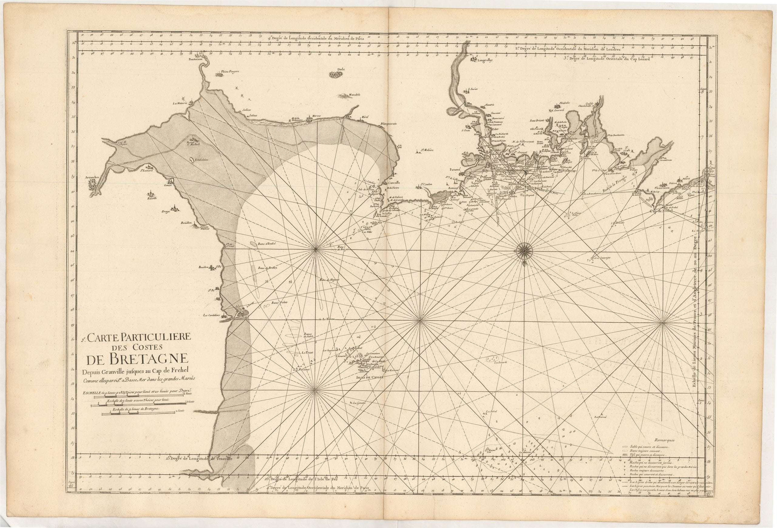 1e. Carte Particuliere des Costes de Bretagne deupis Granville jusques au Cap de Frehel ...