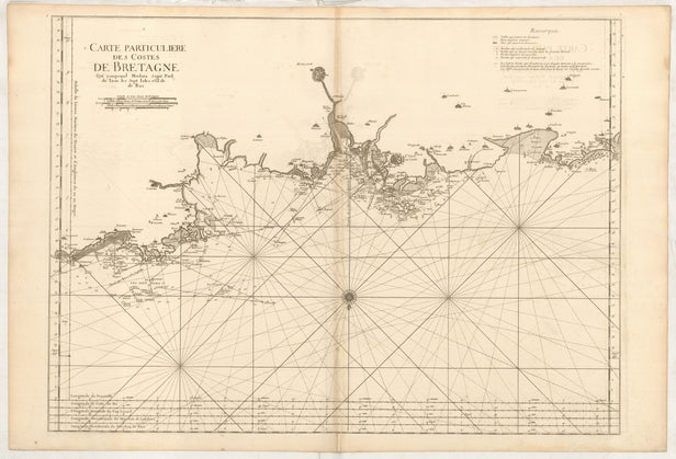 3. Carte Particuliere des Costes de Bretagne qui comprend Morliax Saint Paul de Leon les Sept Isles et l'Isle de Bas.