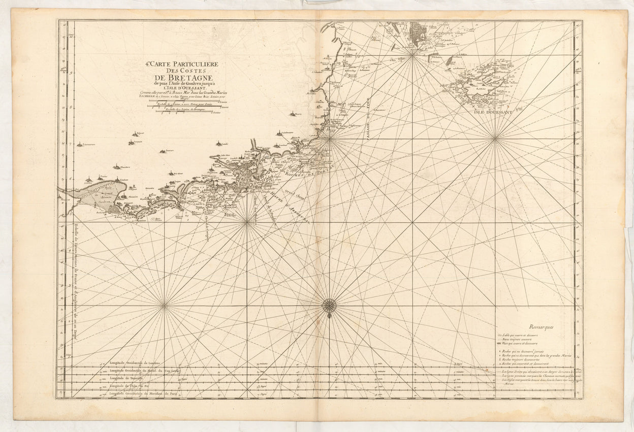 4me. Carte Particuliere des Costes de Bretagne depuis l'Anse de Goulven jusqu'a l'Isle de Ouessant. ...