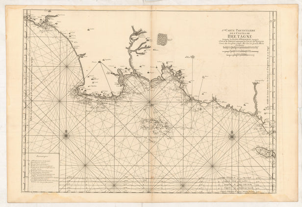 6e. Carte Particuliere des Costes de Bretagne depuis le Baye d'Hodierne jusqu'a l'Isle de Groa, contenant les Isles de Glenan. ...