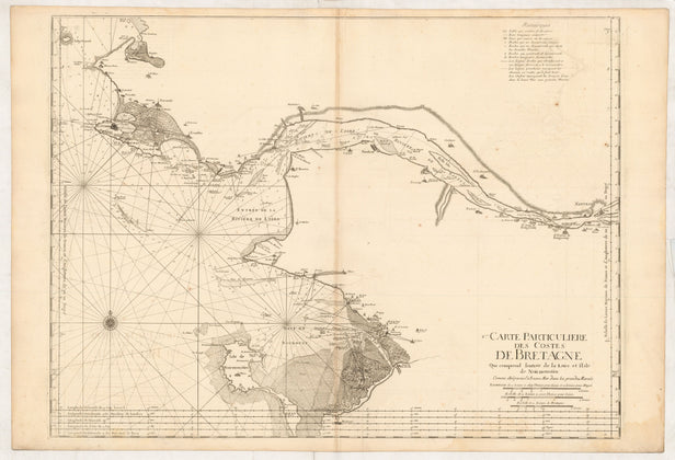 8eme. Carte Particuliere des Costes de Bretagne qui comprend l'entrée de la Loire et l'Isle de Noirmoustier ...