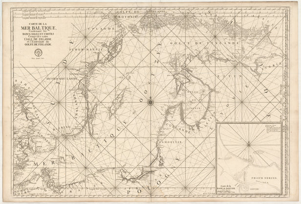 Carte de la Mer de Baltique, contenant les Bancs, Isles, et Costes comprises entre l'Isle de Zelande et l'Extremite du Golfe De Finlande