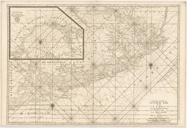 Carte des Entres du Suyder Zée et de l'Embs avec les Isles, Bancs, et Costes Comprises entre La Hollande et la Frise Orientale