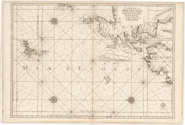 Carte de la Mer d'Ecosse contenant les Isles et Costes Septentrionales et Occidentales d'Ecosse et les Costes Septentrionales d'Irlande