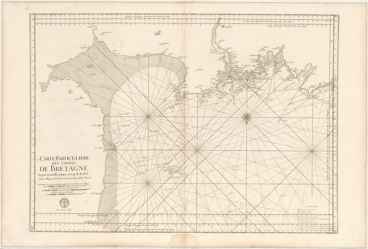 1e. Carte Particuliere des Costes de Bretagne deupis Granville jusques au Cap de Frehel ...