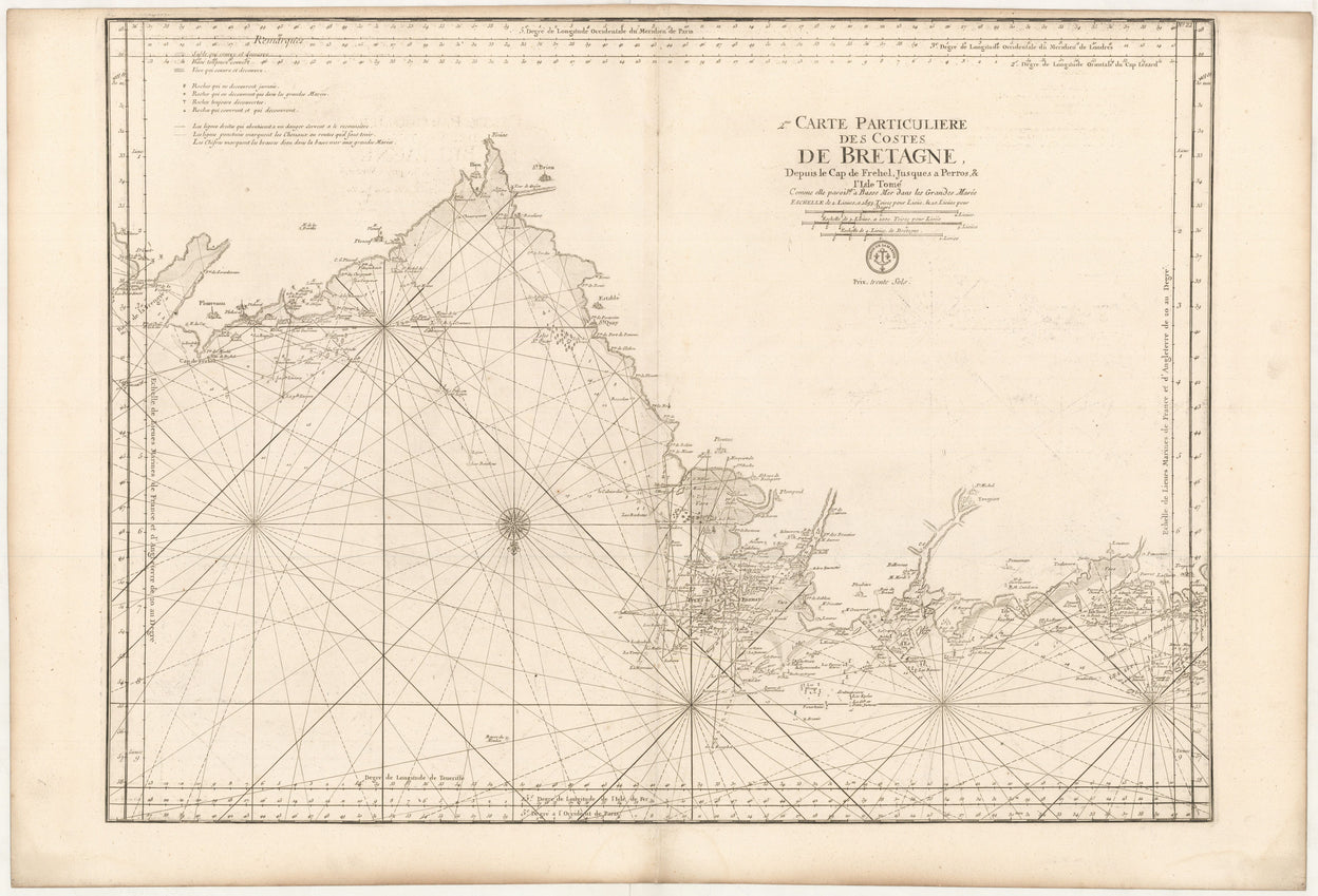 2me. Carte Particuliere des Costes de Bretagne depuis Cap de Frehel jusques a Perros, & Isle Tomé ...