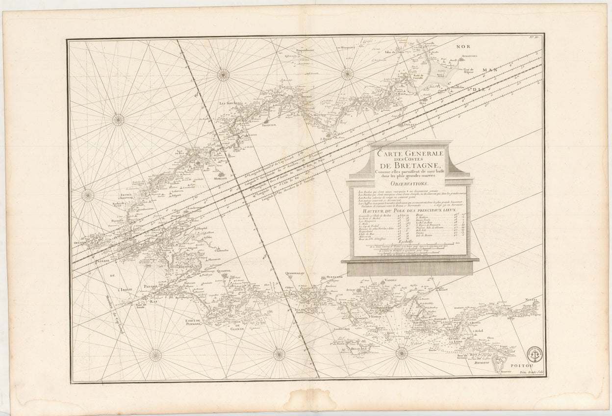 Carte Generale des Costes de Bretagne comme elles paroissent de mer basse dans les plus grandes marées.