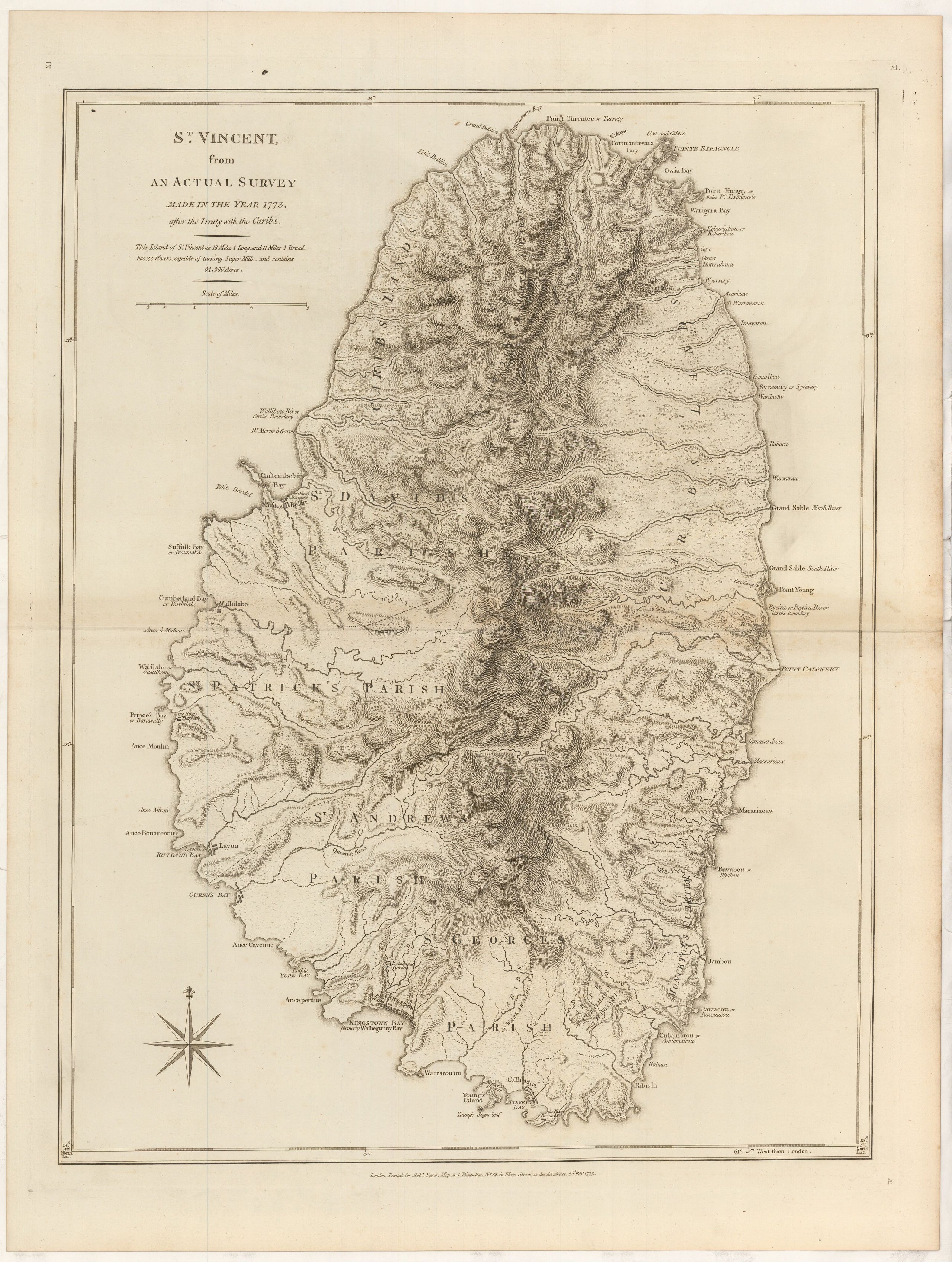 St. Vincent from an Actual survey, made in the Year 1773, after the Treaty with the Caribs. ...