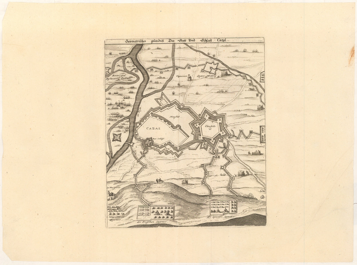 Geometrischer grundriss der Statt und Schloss Cazal.