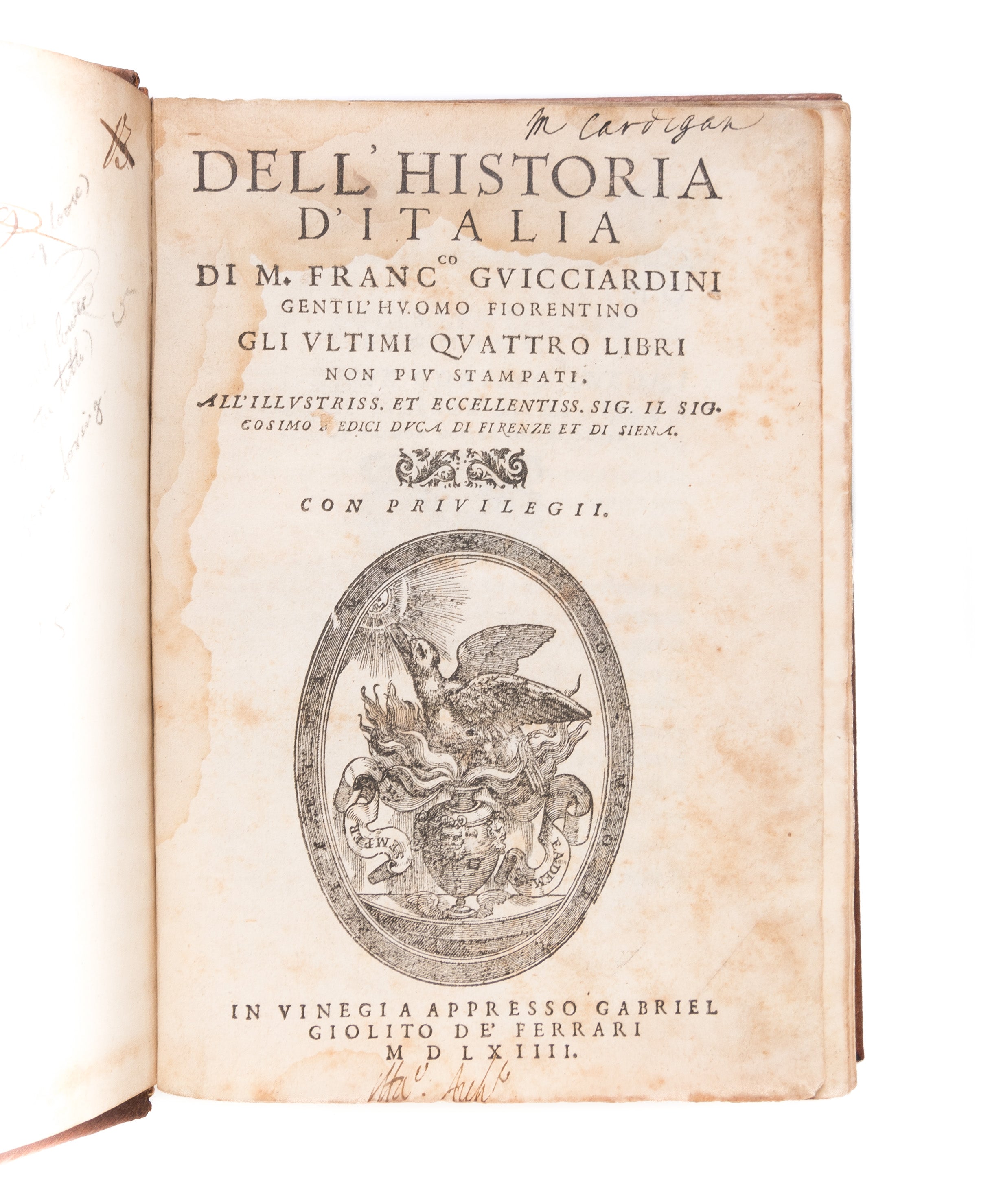 Dell'Historia D'Italia [...] gli ultimi quattro libri non piu stampati.