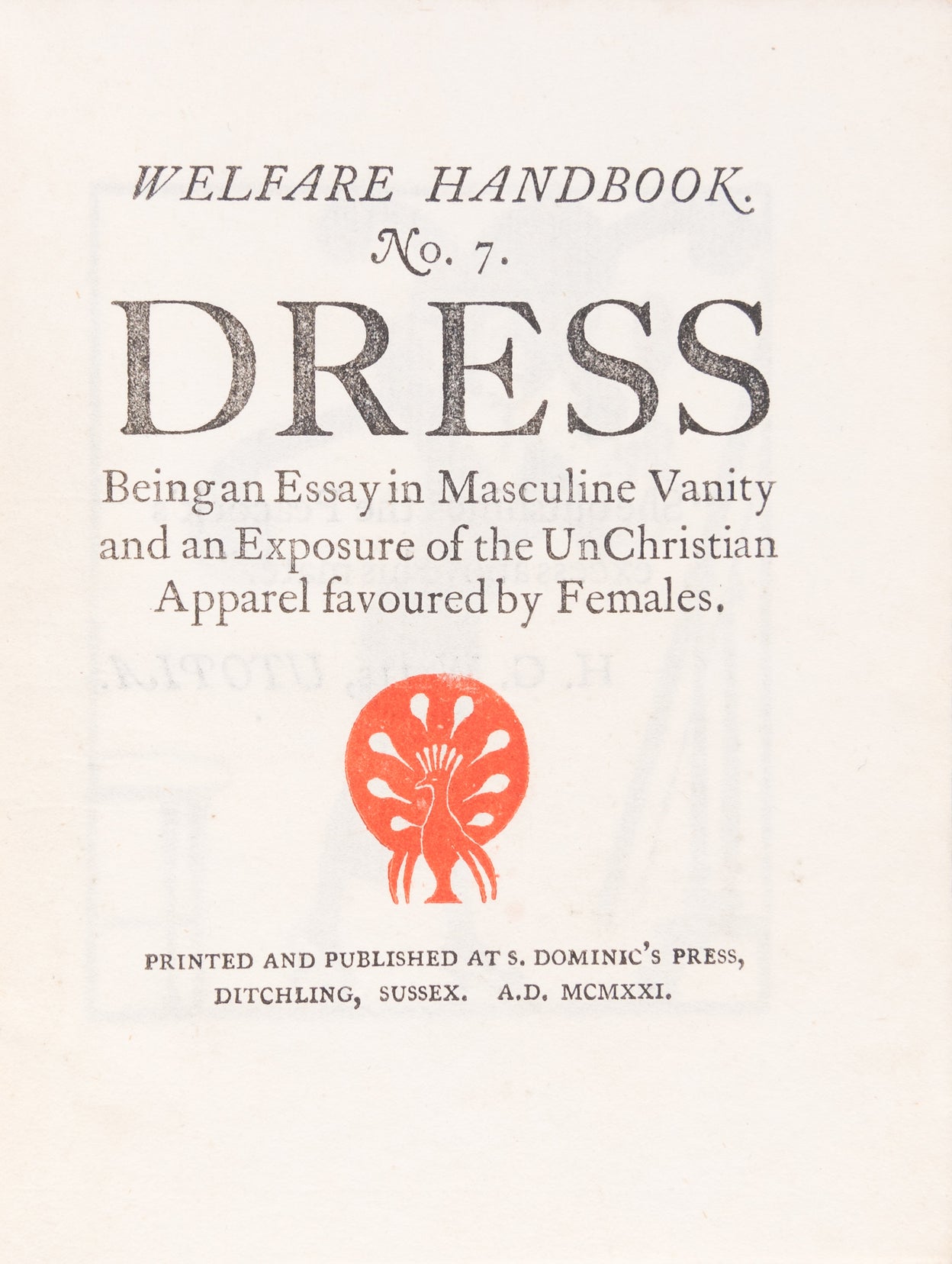 Dress, being an Essay in masculine Vanity and an exposure of the UnChristian apparel favoured by females.