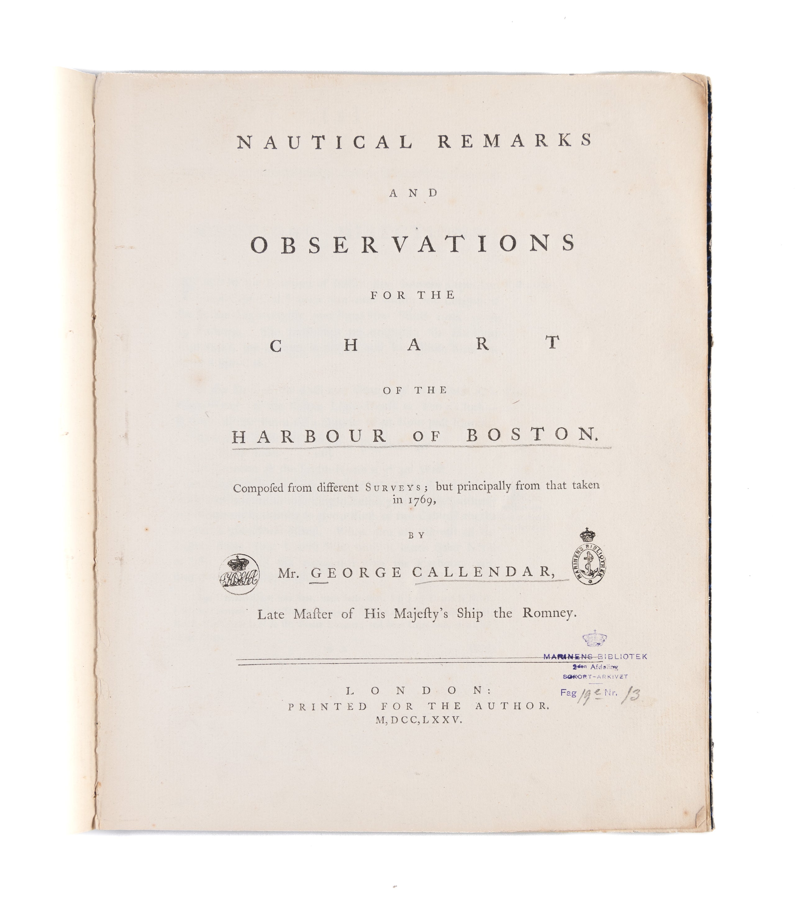 Nautical Remarks and Observations for the Chart of the Harbour of Boston.
