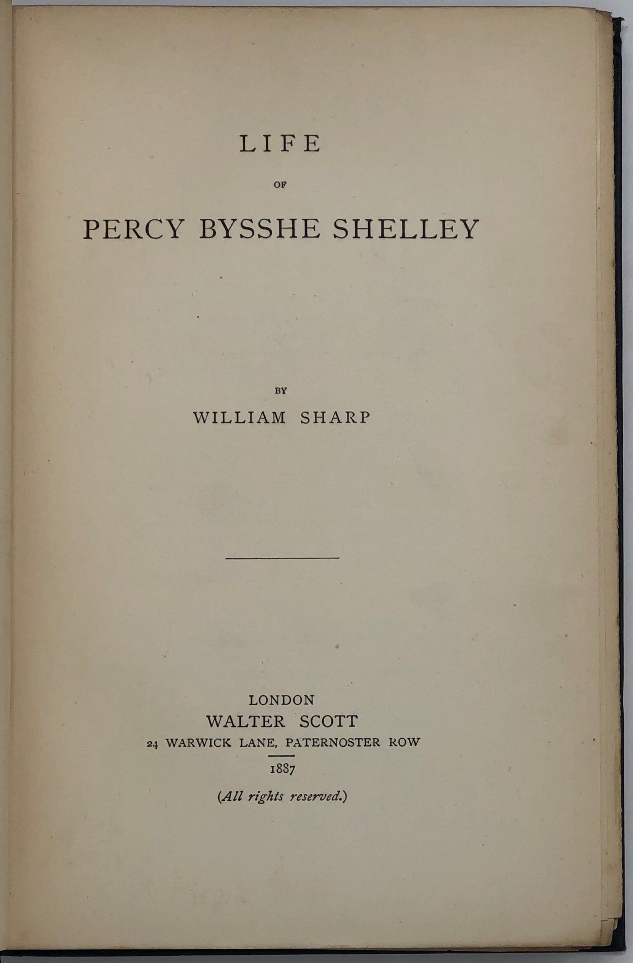 Life of Percy Bysshe Shelley.