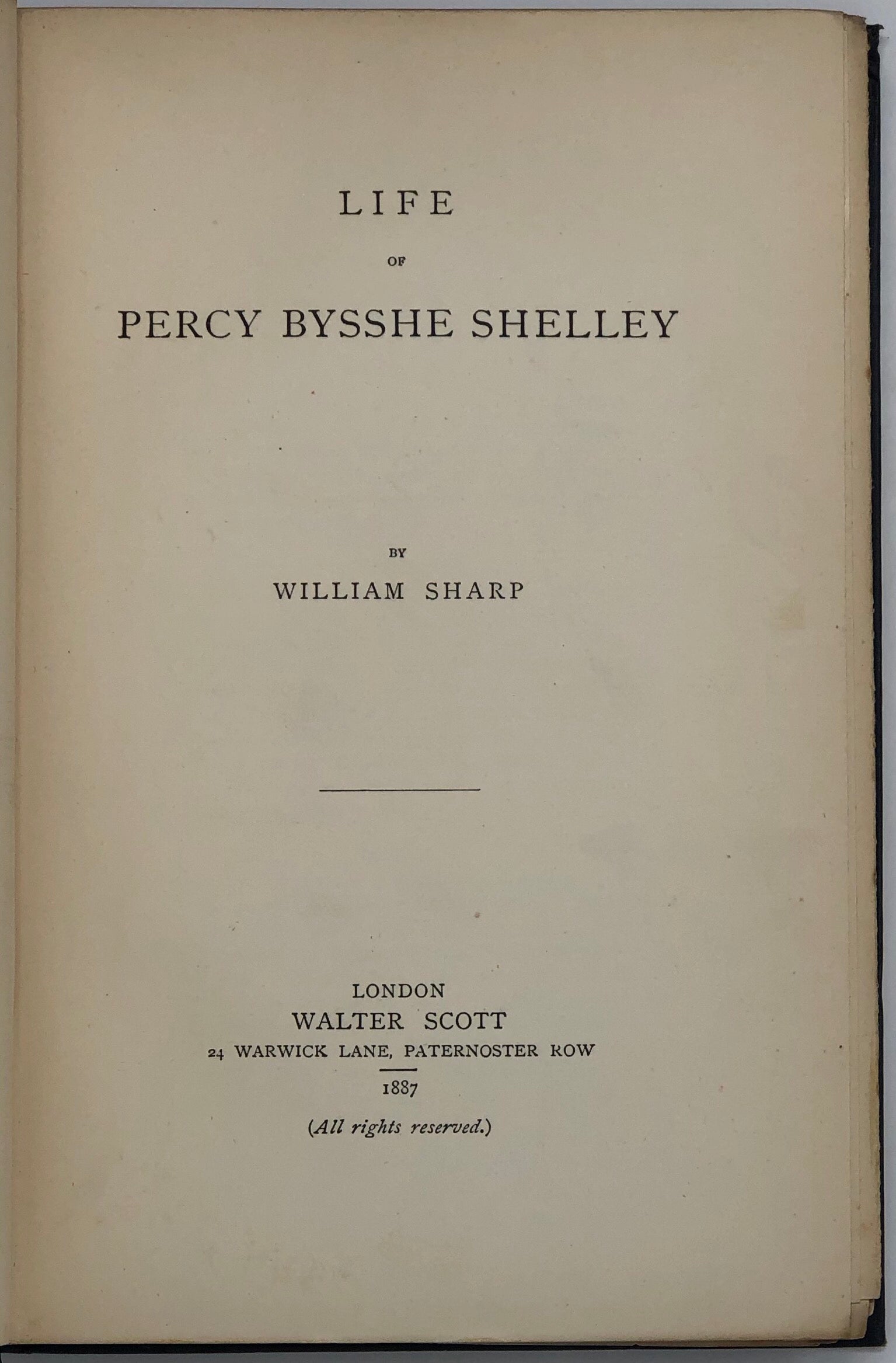 Life of Percy Bysshe Shelley.