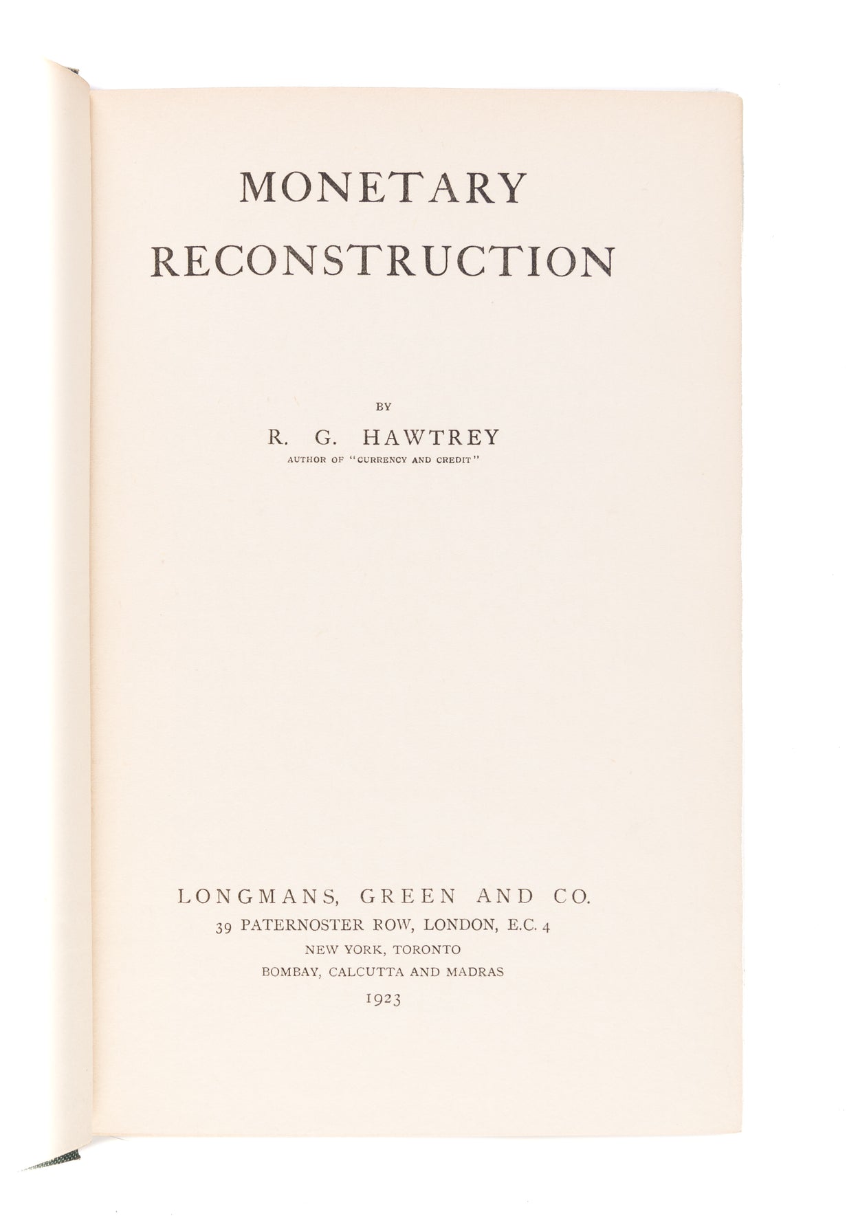 Monetary Reconstruction.