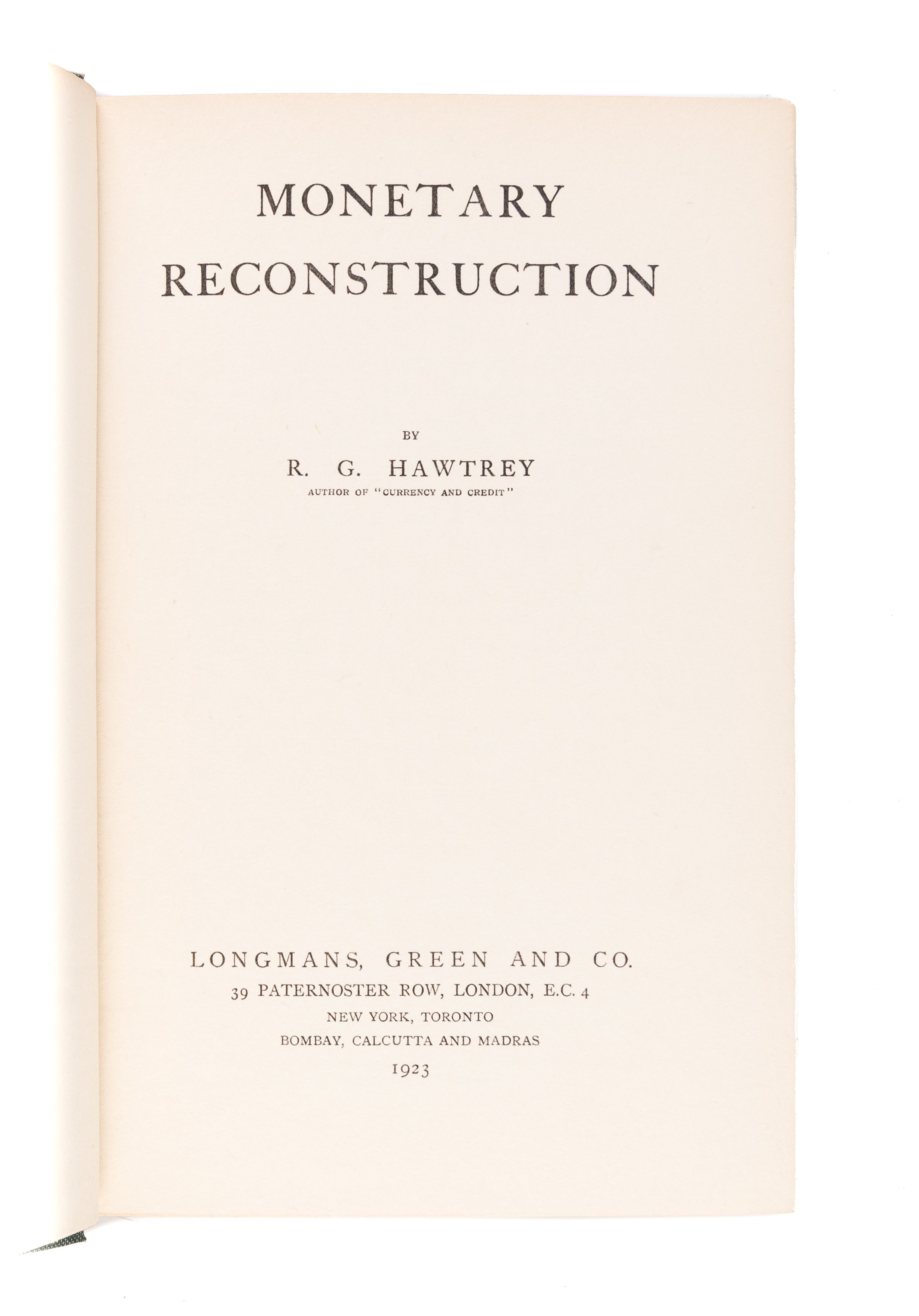 Monetary Reconstruction.
