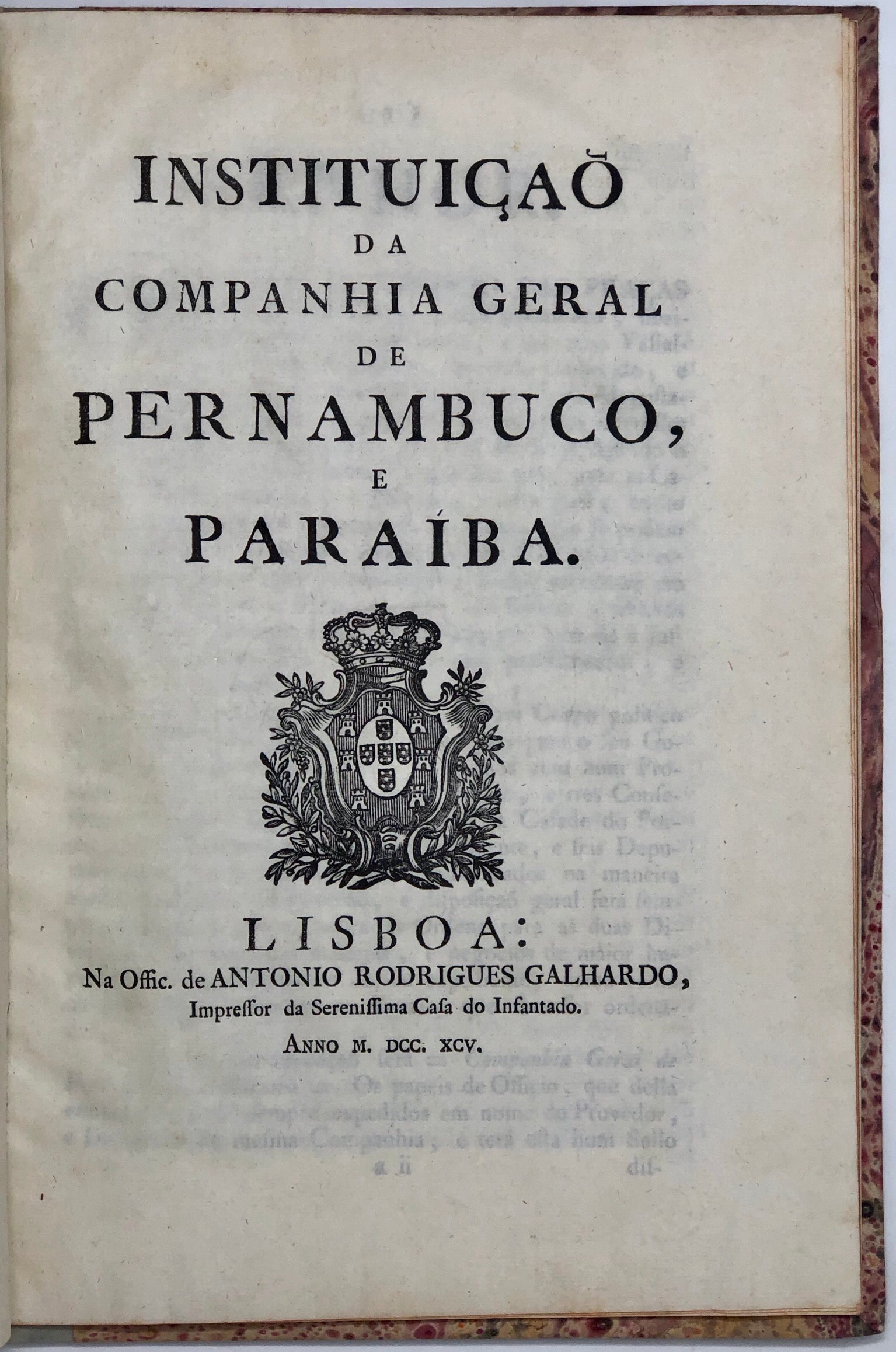 Instituição da Companhia Geral de Pernambuco, e Paraíba.