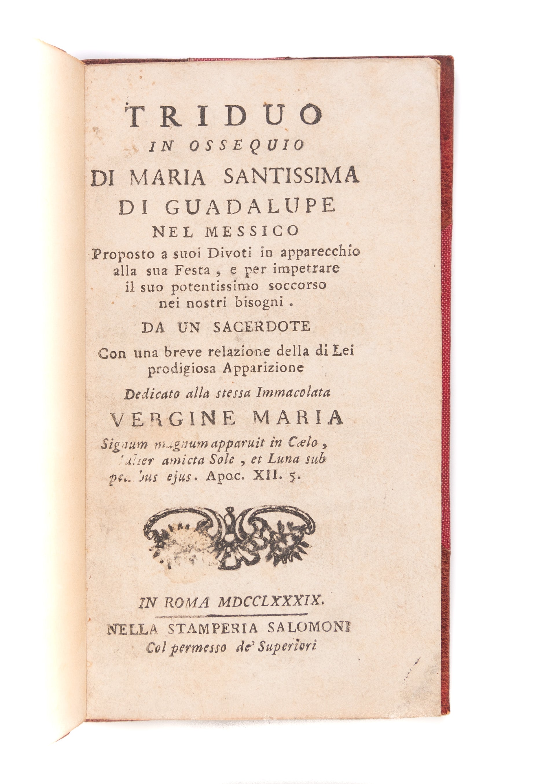 Triduo in Ossequio di Maria Santissima di Guadalupe nel Messico...