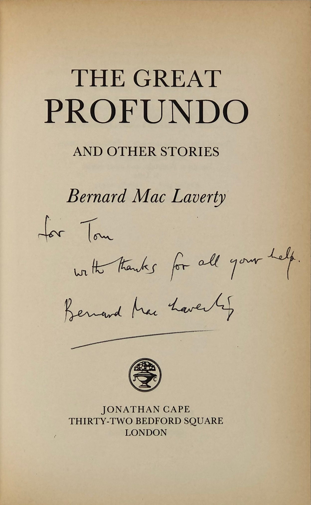 The Great Profundo and other stories.