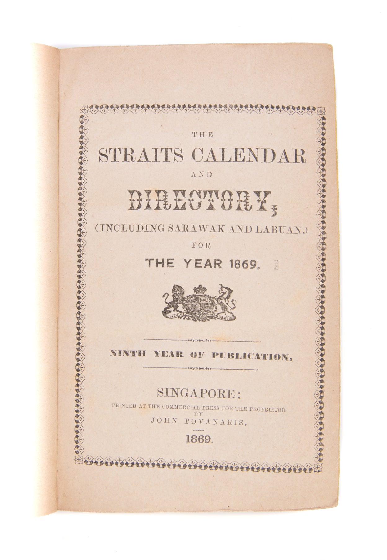 The Straits Calendar and Directory, (including Sarawak and Labuan). For the year 1869.