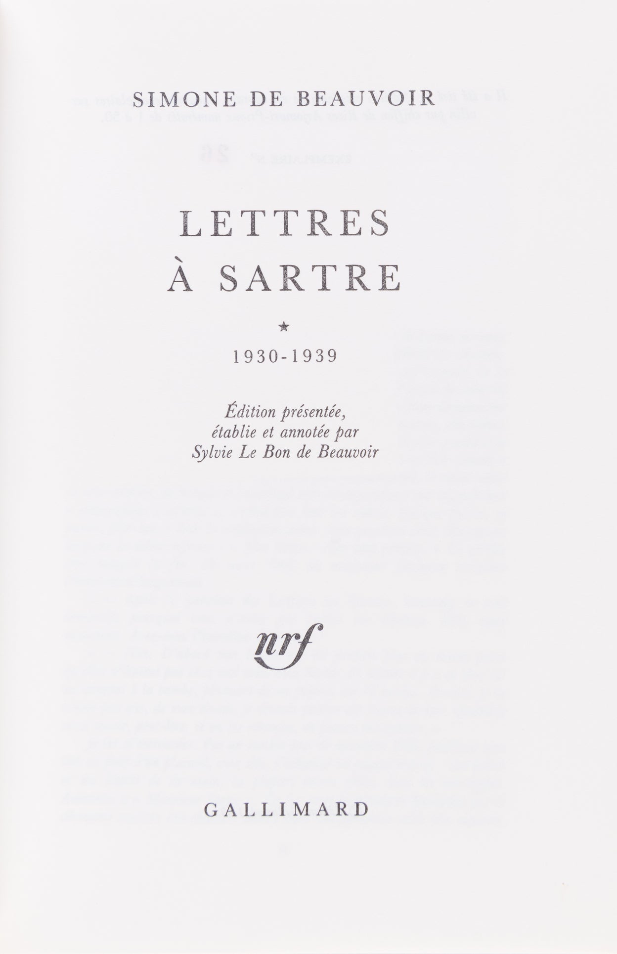 Lettres à Sartre (1930-1963).