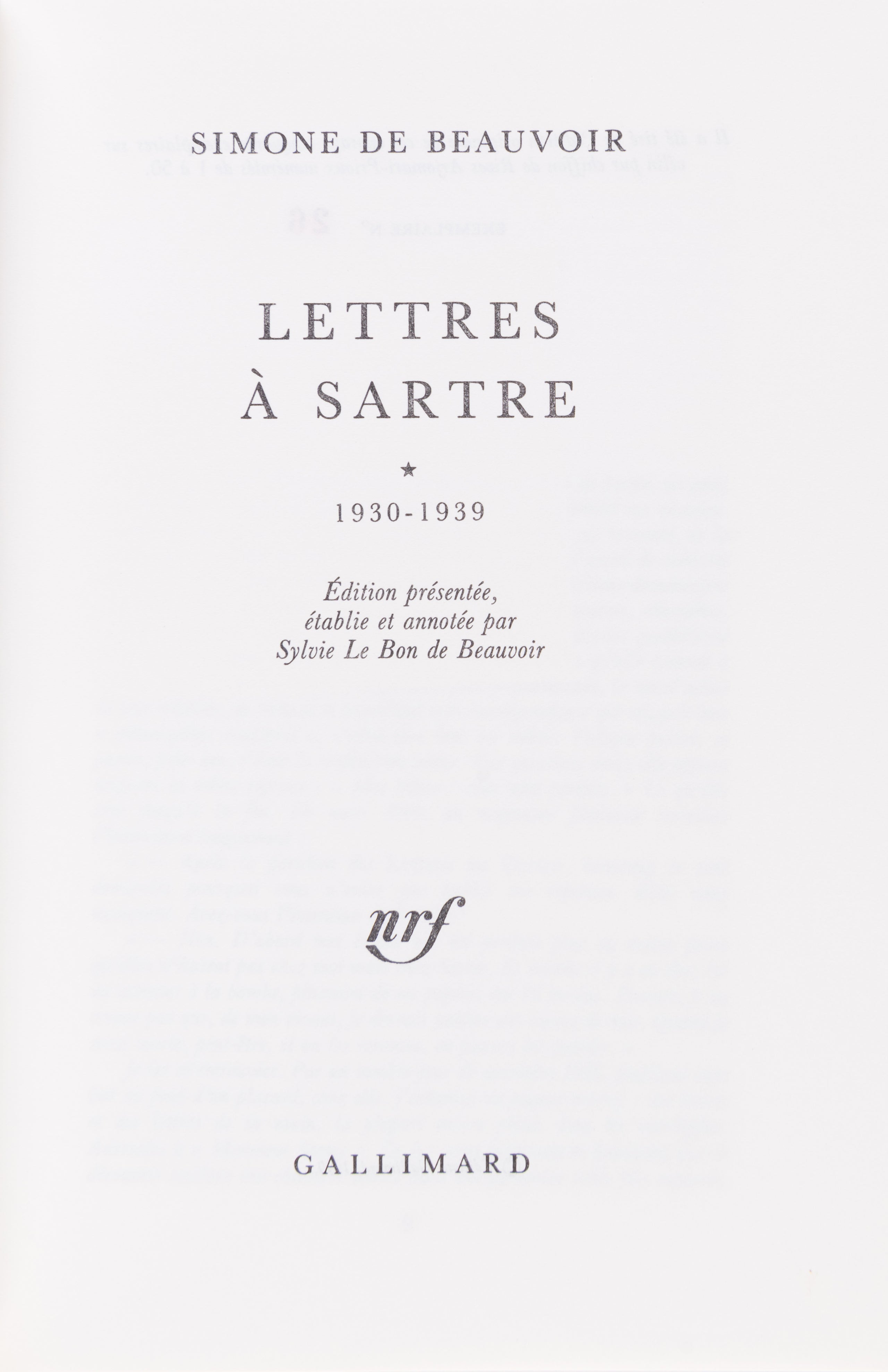Lettres à Sartre (1930-1963).