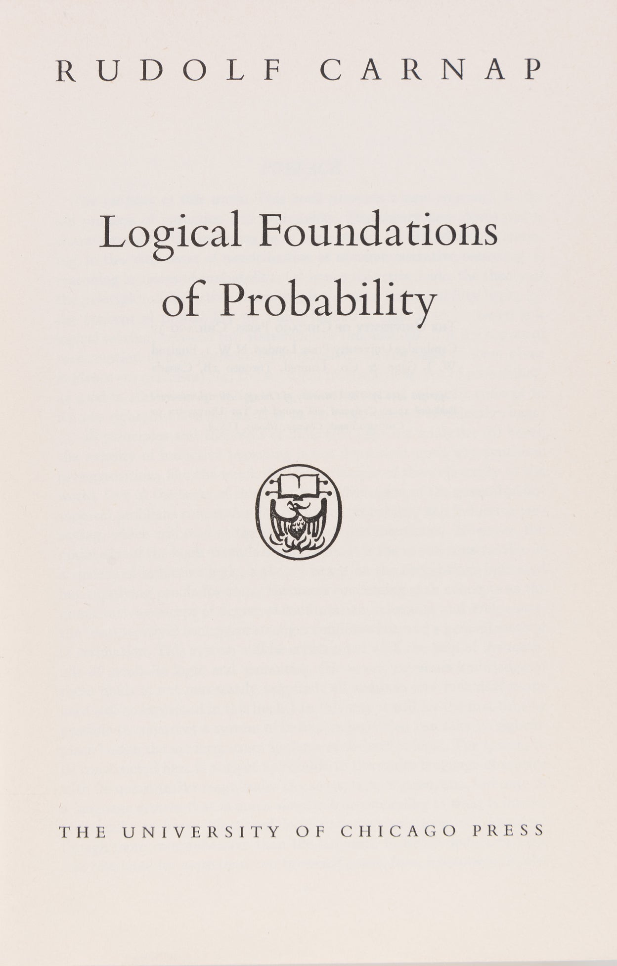 Logical Foundations of Probability.