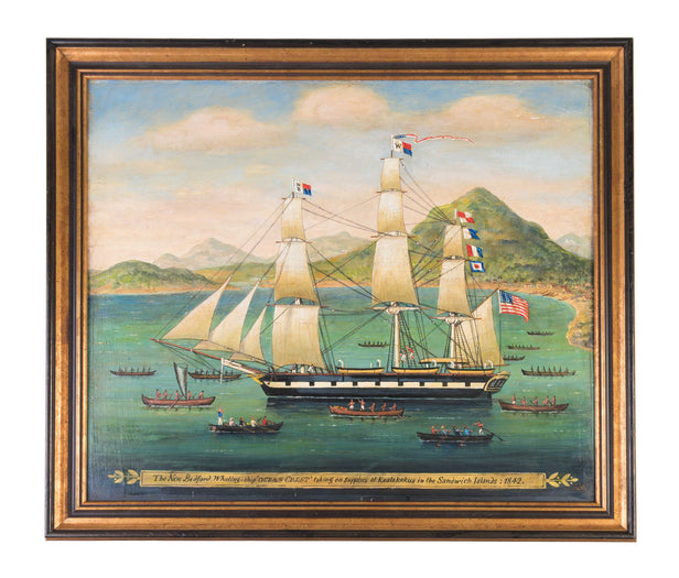 New Bedford Whaling Ship 'Ocean Crest' taking on supplies at Kealakekua in Sandwich Islands 1842.