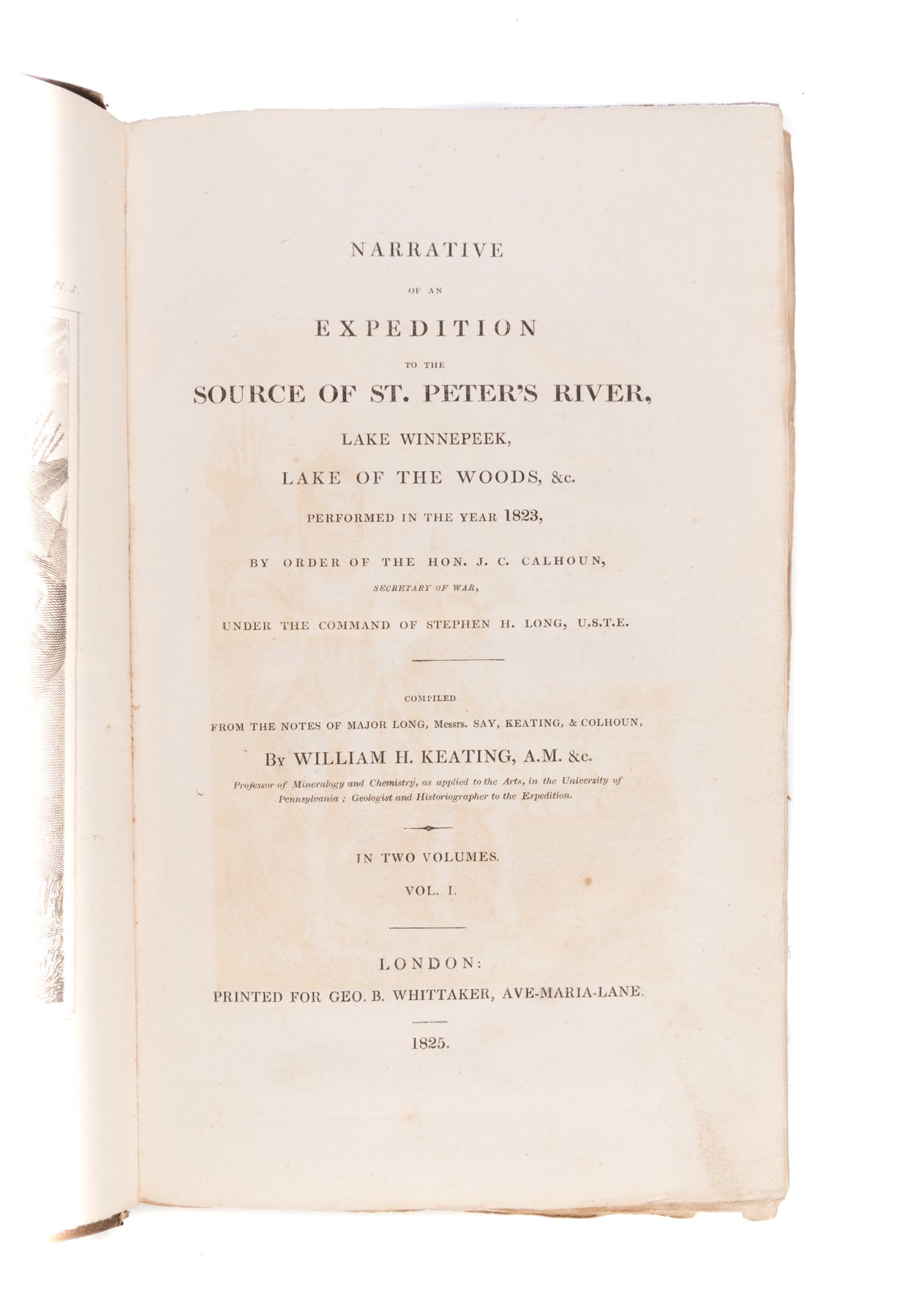 Narrative of an Expedition to the Source of the St. Peter's River, Lake Winnipeek, Lake of the Woods, &c. Performed in the year 1823...
