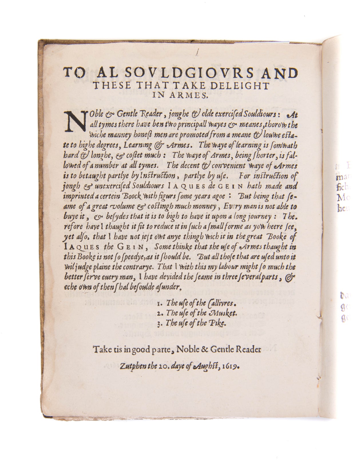Maniement d'armes d'arquebuses, mousquets, & picques Selon l'ordre de monseig. le Prince Maurice, Pr. d'Orange, Comte de Nassau...Wapen-handelinghe van roers, musquetten, en spiessen... The exercise of armes for calivres, muskettes, and pikes... Waffen ha