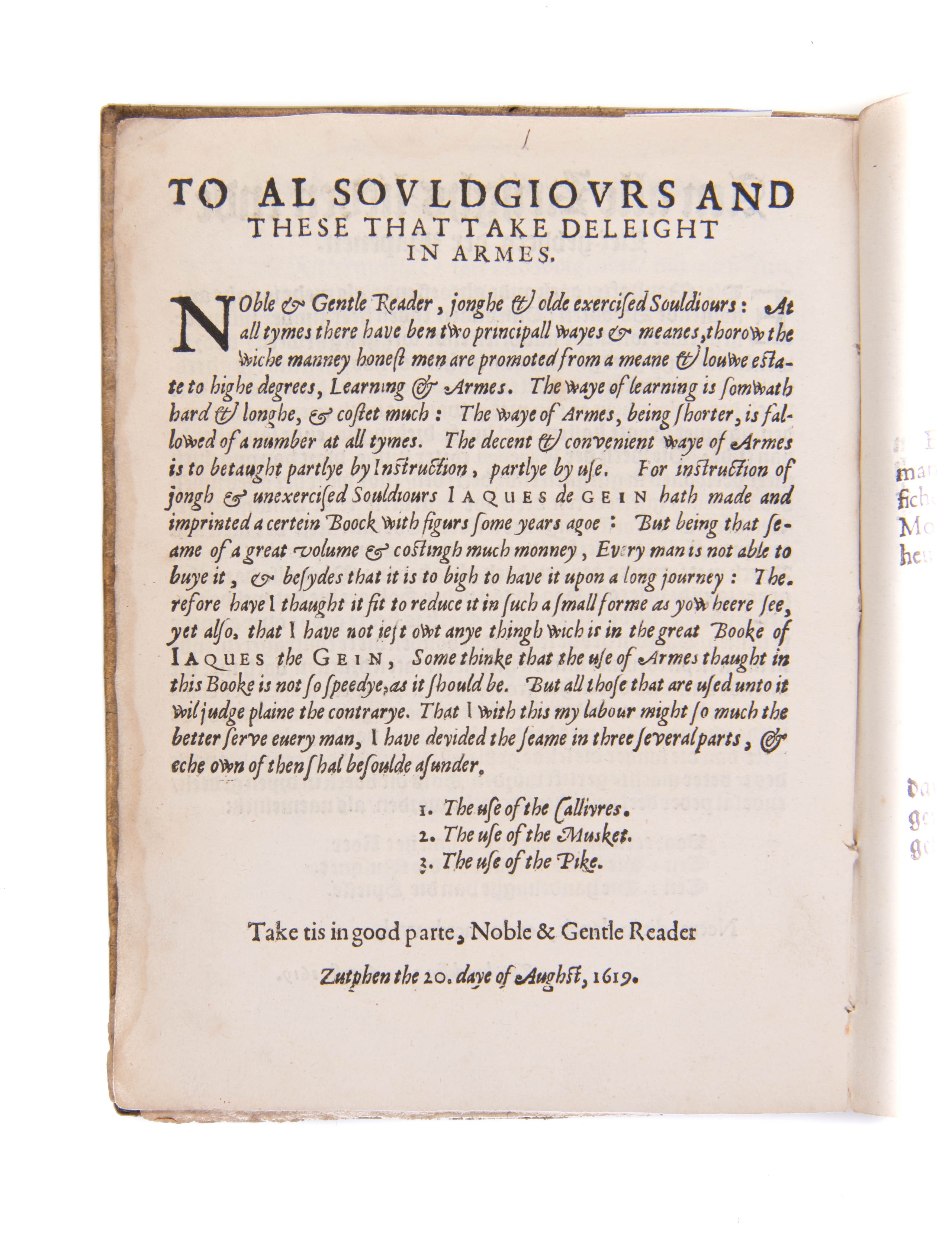 Maniement d'armes d'arquebuses, mousquets, & picques Selon l'ordre de monseig. le Prince Maurice, Pr. d'Orange, Comte de Nassau...Wapen-handelinghe van roers, musquetten, en spiessen... The exercise of armes for calivres, muskettes, and pikes... Waffen ha